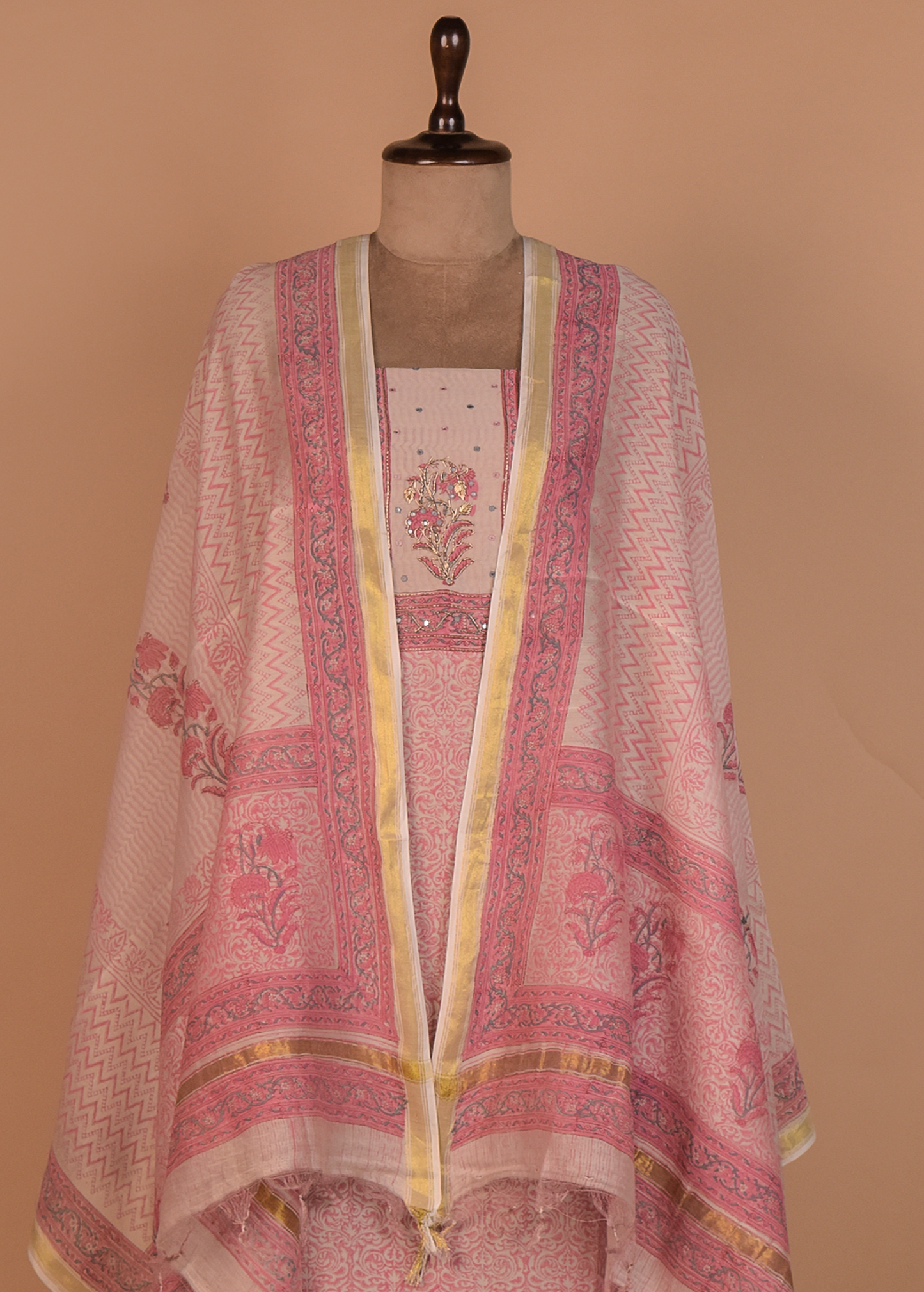 Pink Cotton Dress Material