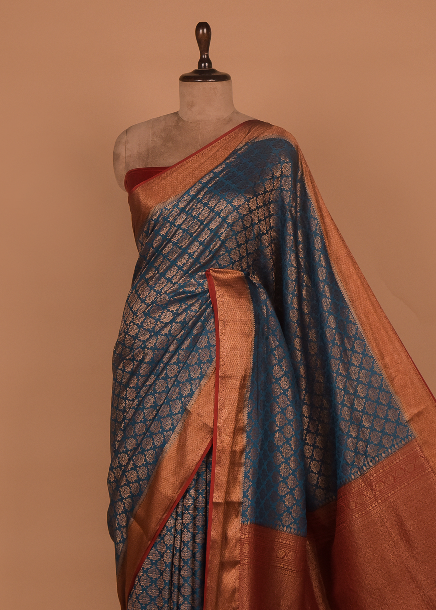 Blue Crepe Banarasi Saree