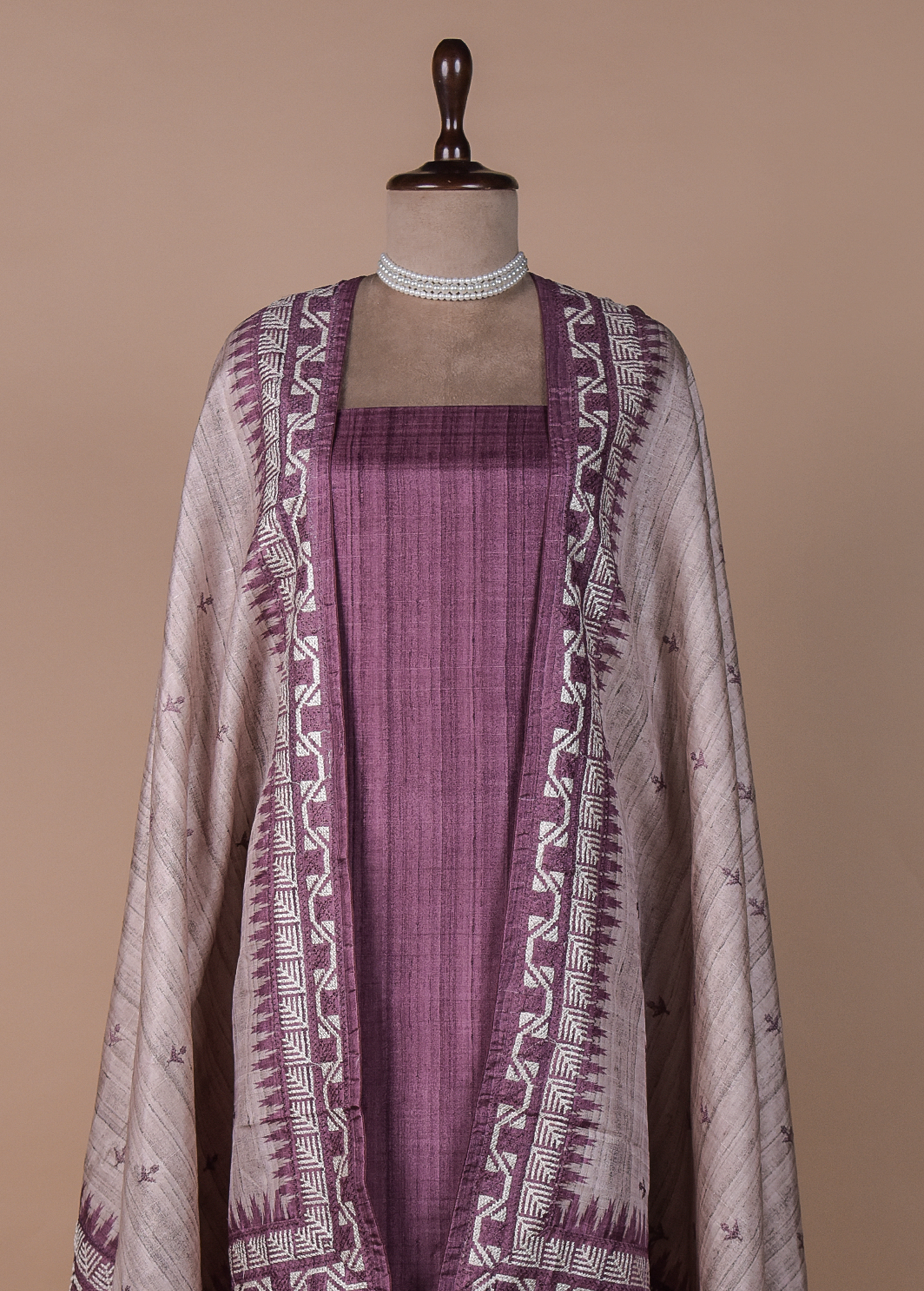 Pink Cotton Tussar Dress Material
