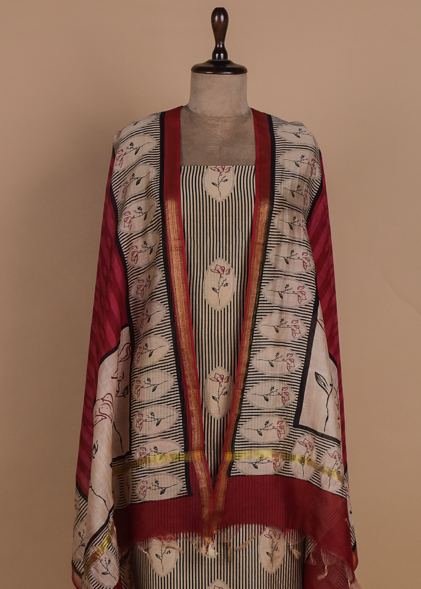 Multicoloured Chanderi Dress Material