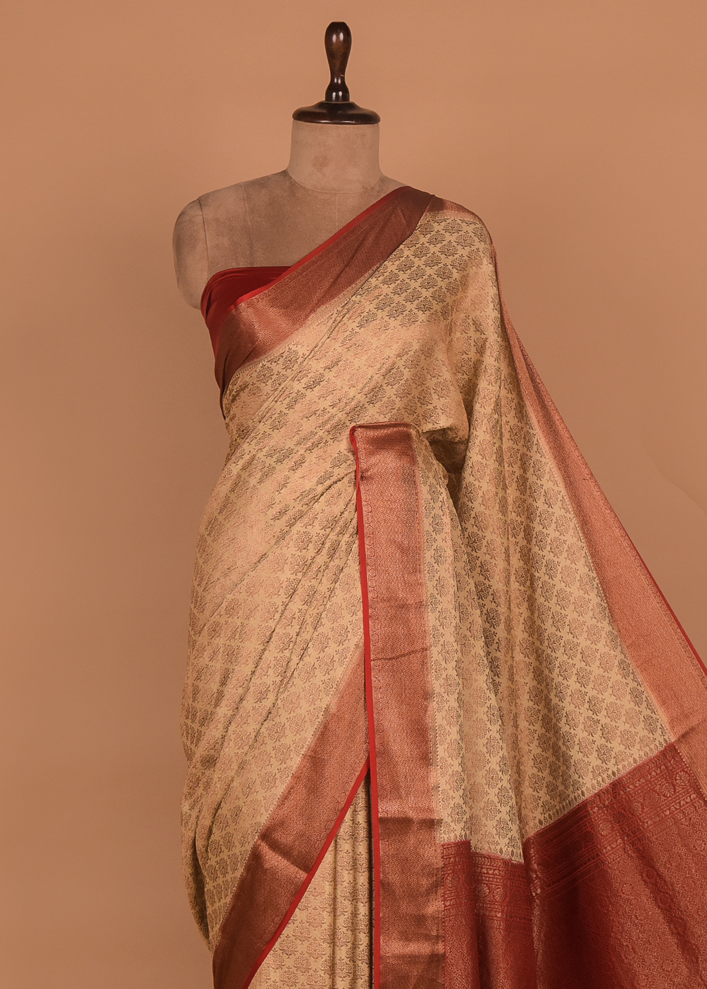 Cream Crepe Banarasi Saree