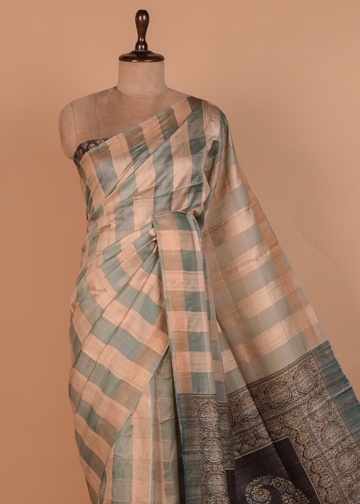 Multicoloured Tussar Printed Saree