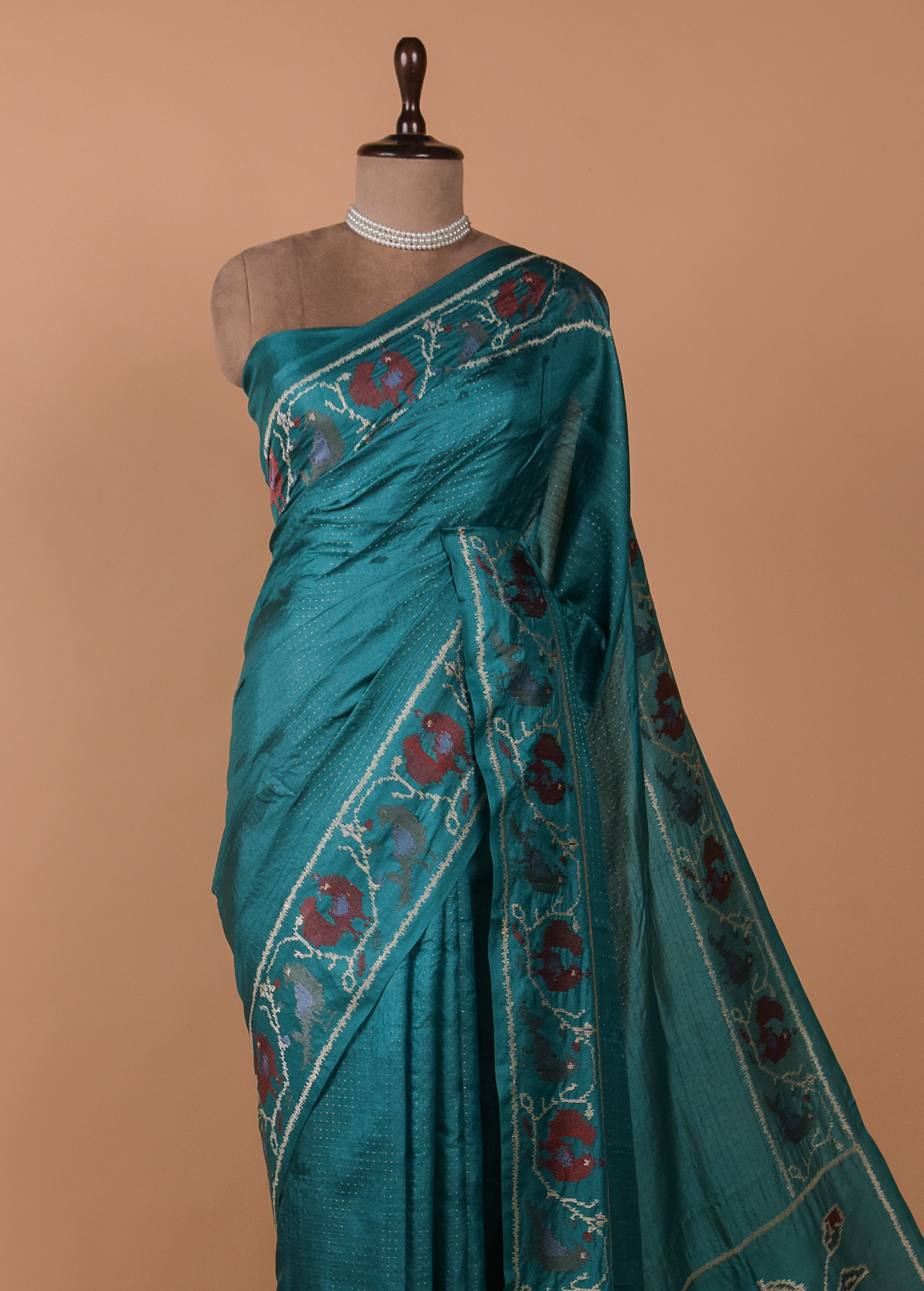 Blue Tussar Embroidered Saree