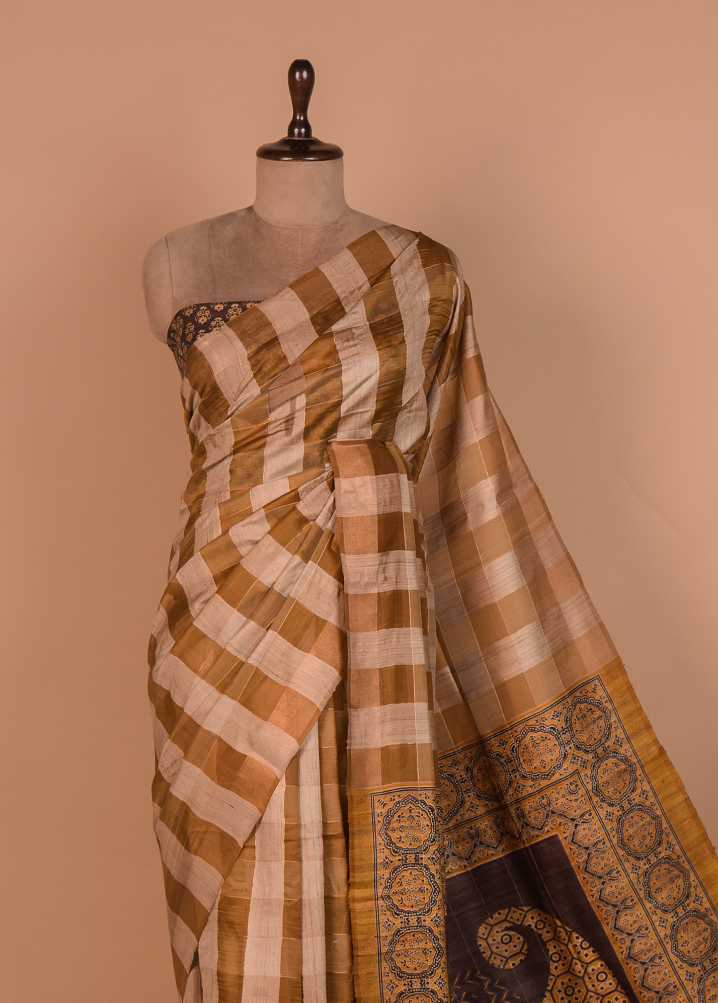 Multicoloured Tussar Printed Saree