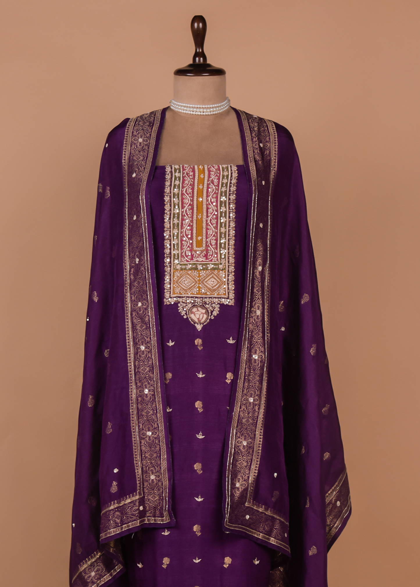 Purple Cotton Silk Dress Material
