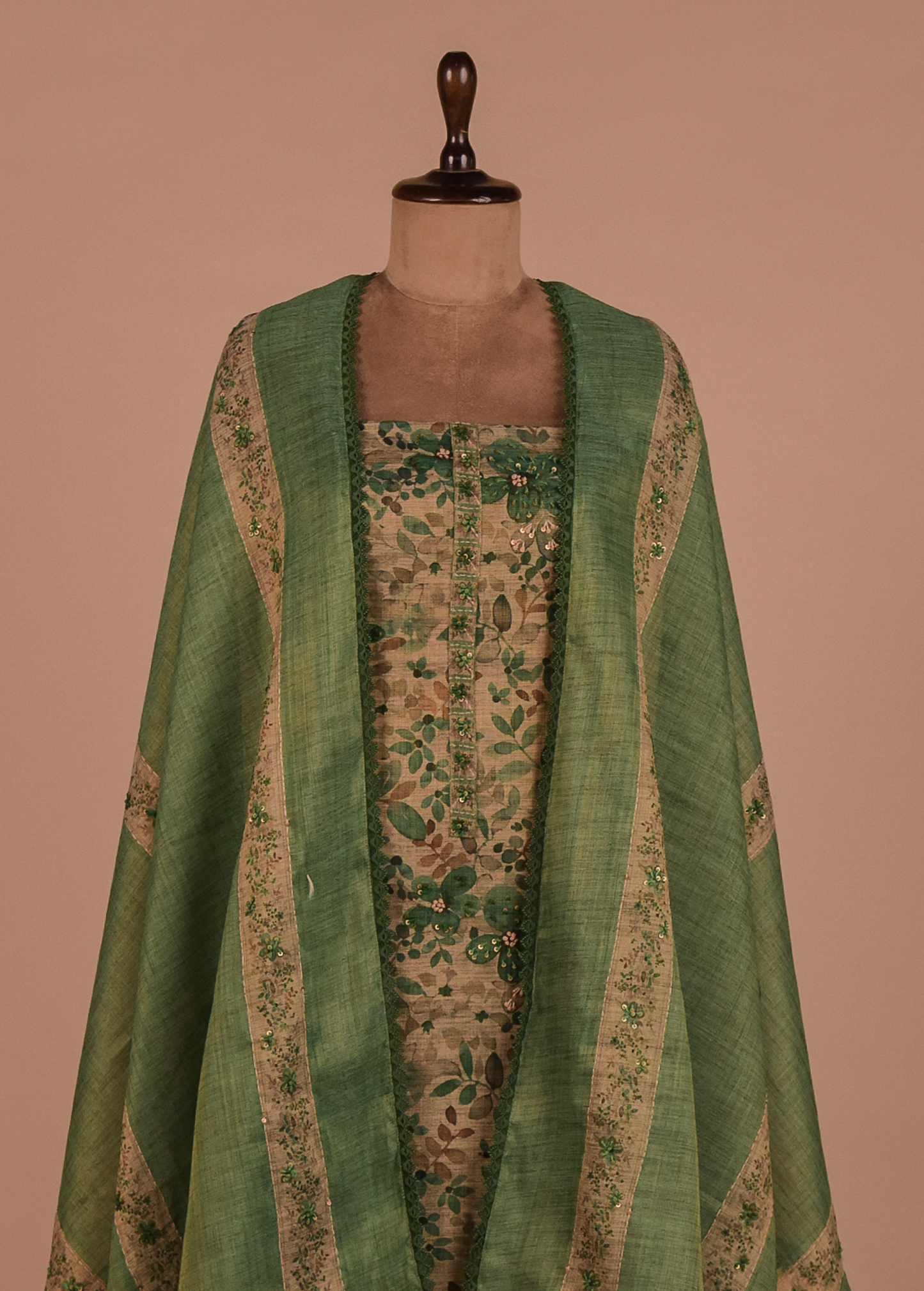 Green Cotton Dress Material