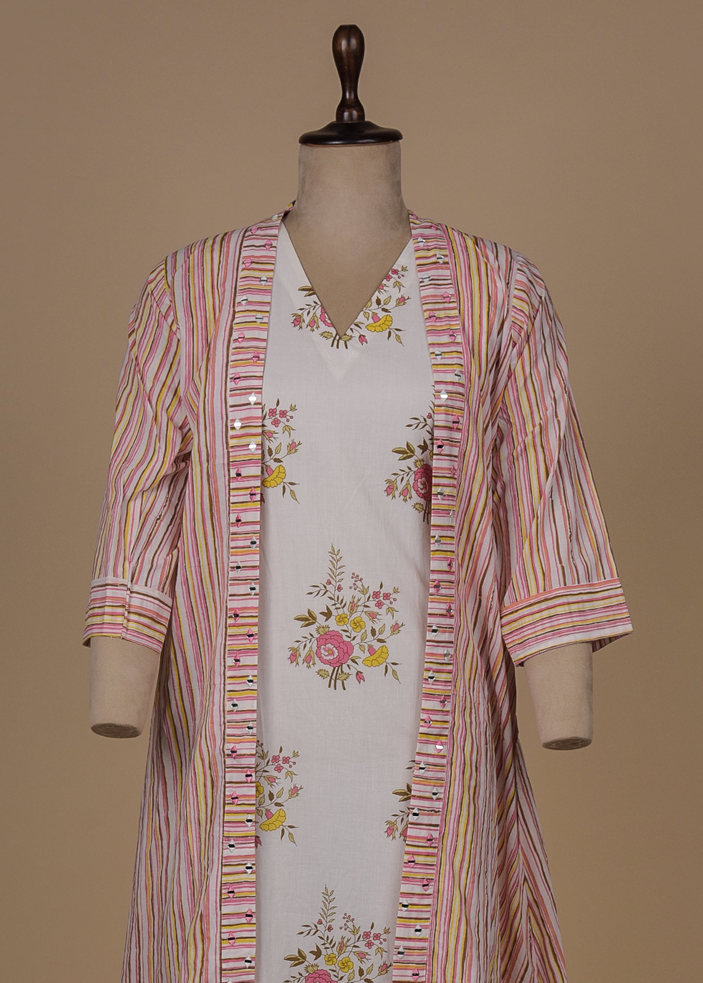 White Cotton Kurta & Jacket Set