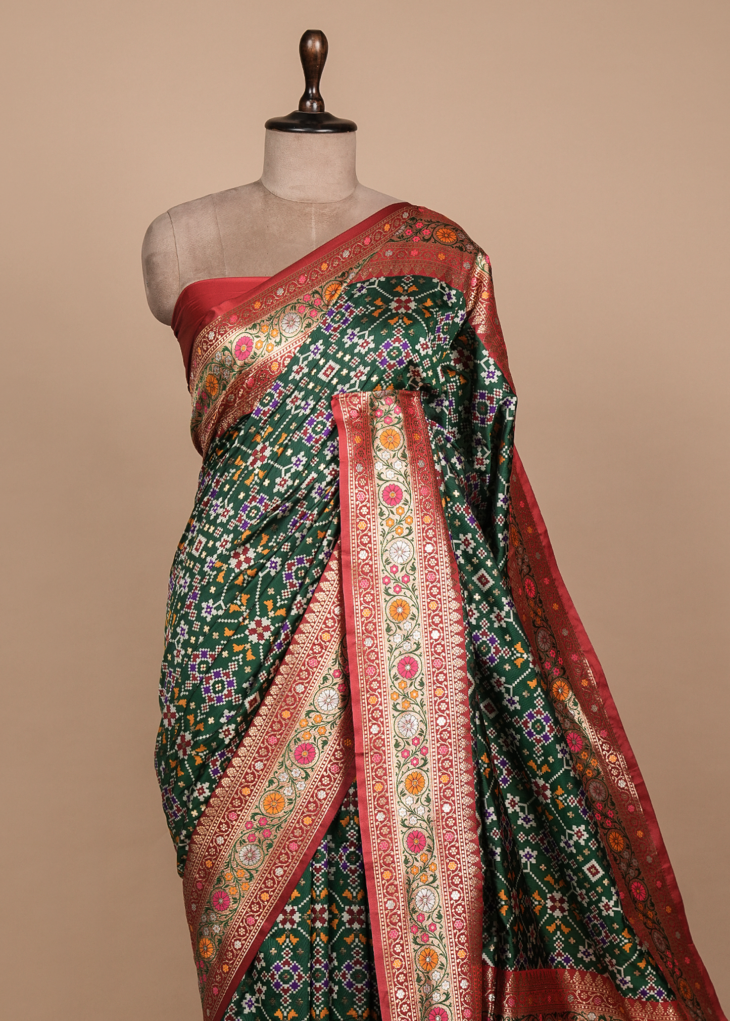 Green Art Silk Patola Saree