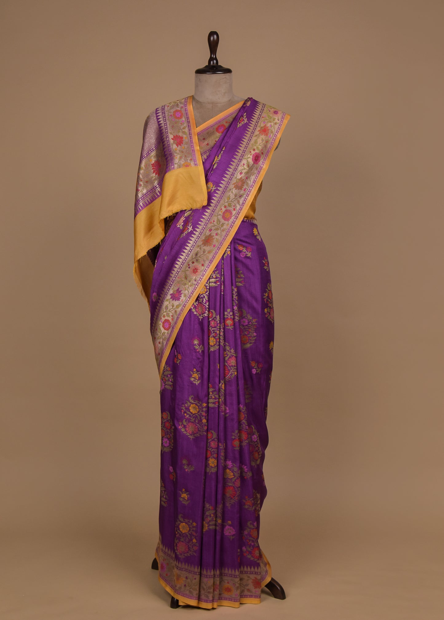 Purple Tussar Georgette Banarasi Saree