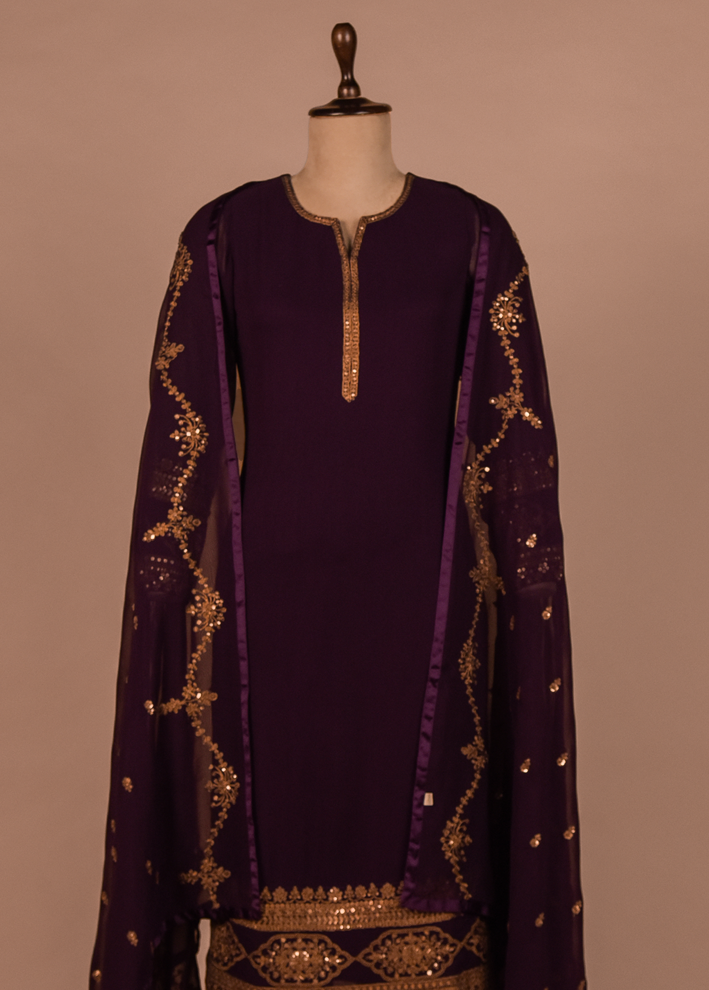 Purple Georgette Straight Set