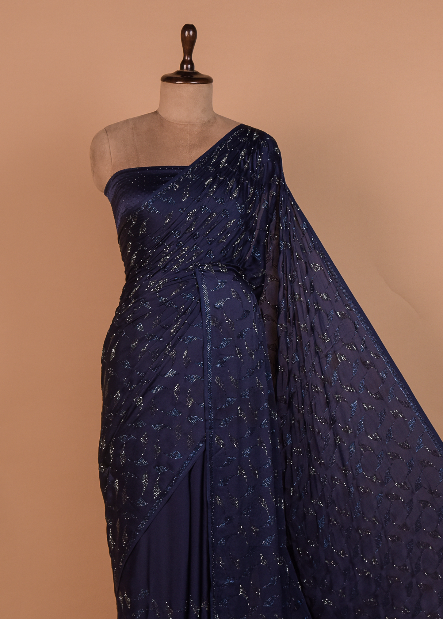 Blue Satin Embroidered Saree