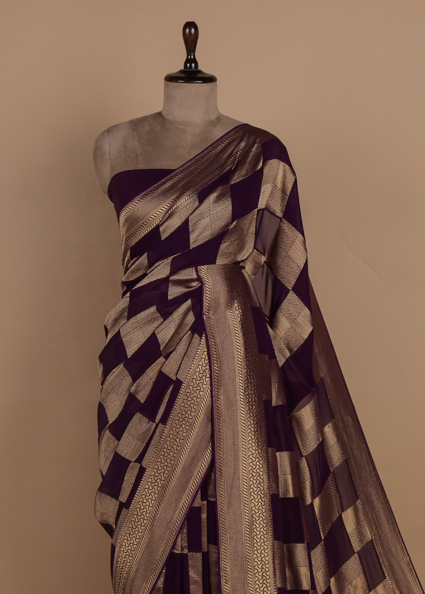 Wine Georgette Banarasi Saree