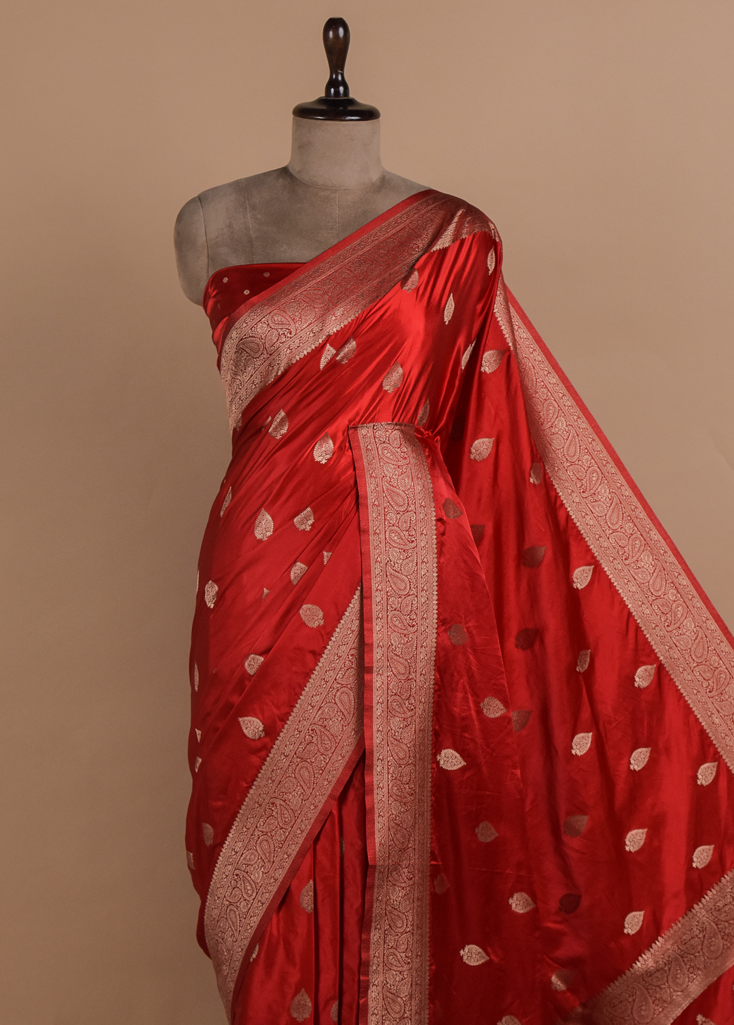 Red Art Satin Banarasi Saree