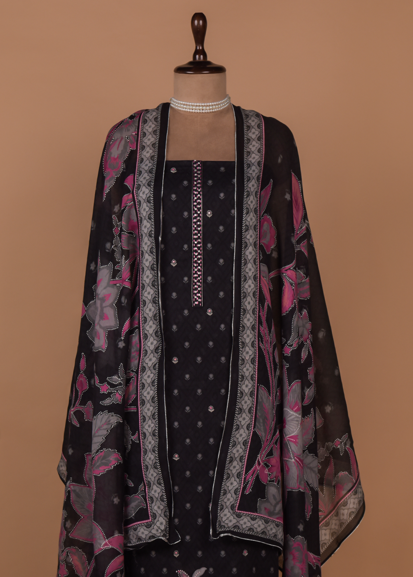Black Crepe Dress Material