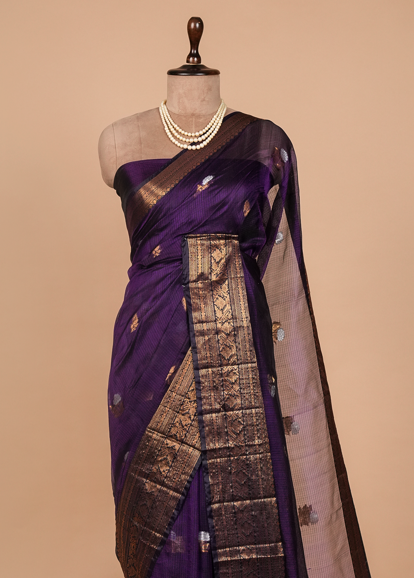 Purple Kota Cotton Saree