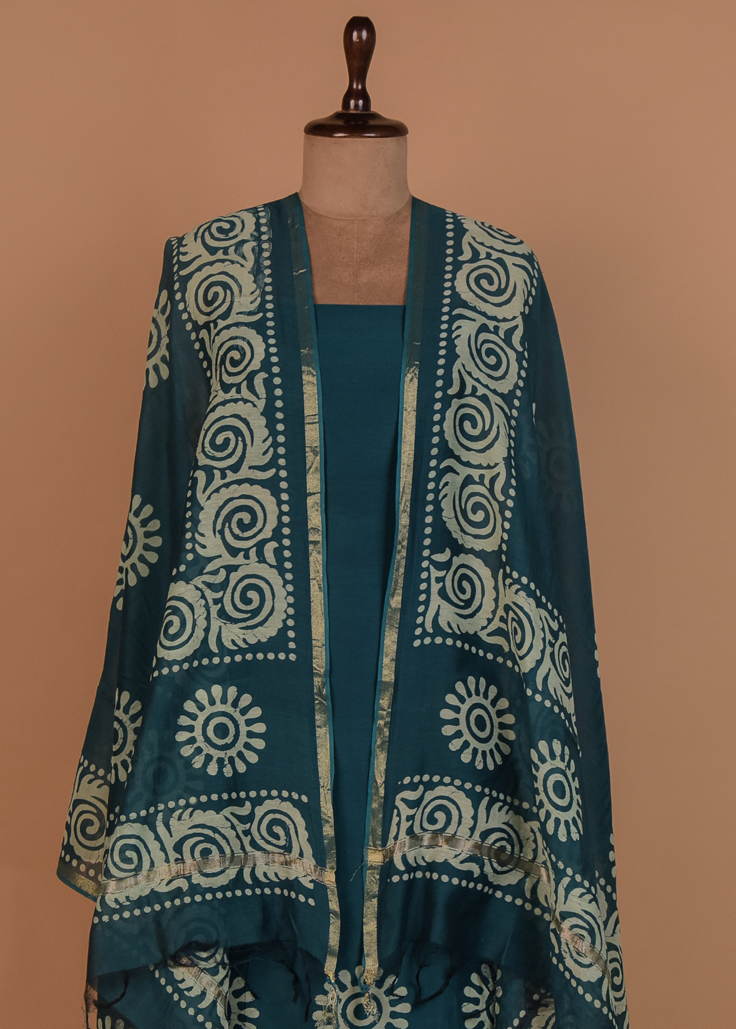 Blue Chanderi Dress Material