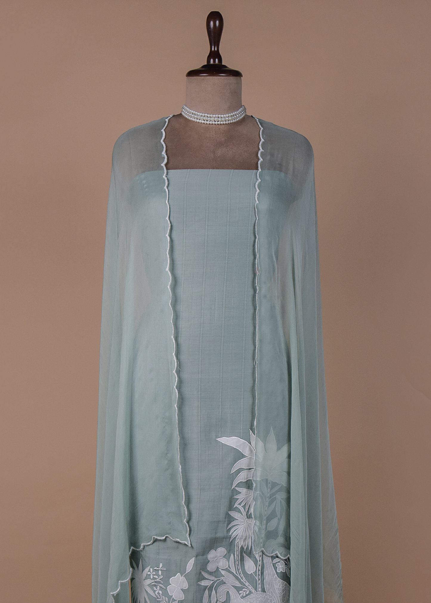 Blue Mulmul Cotton Dress Material