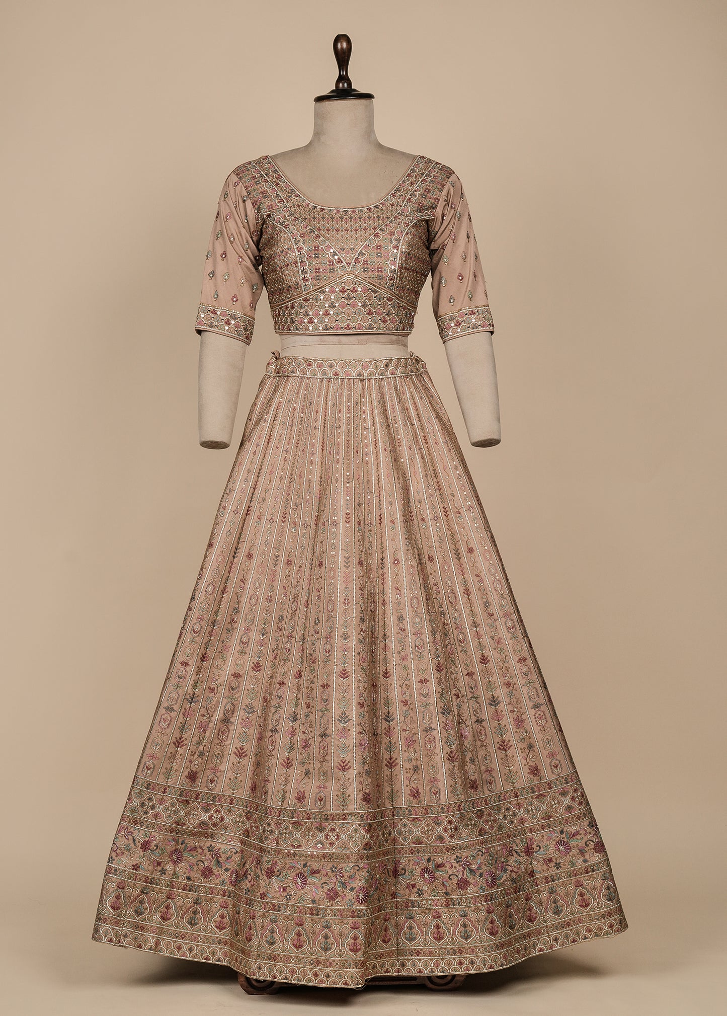 Beige Silk Lehenga