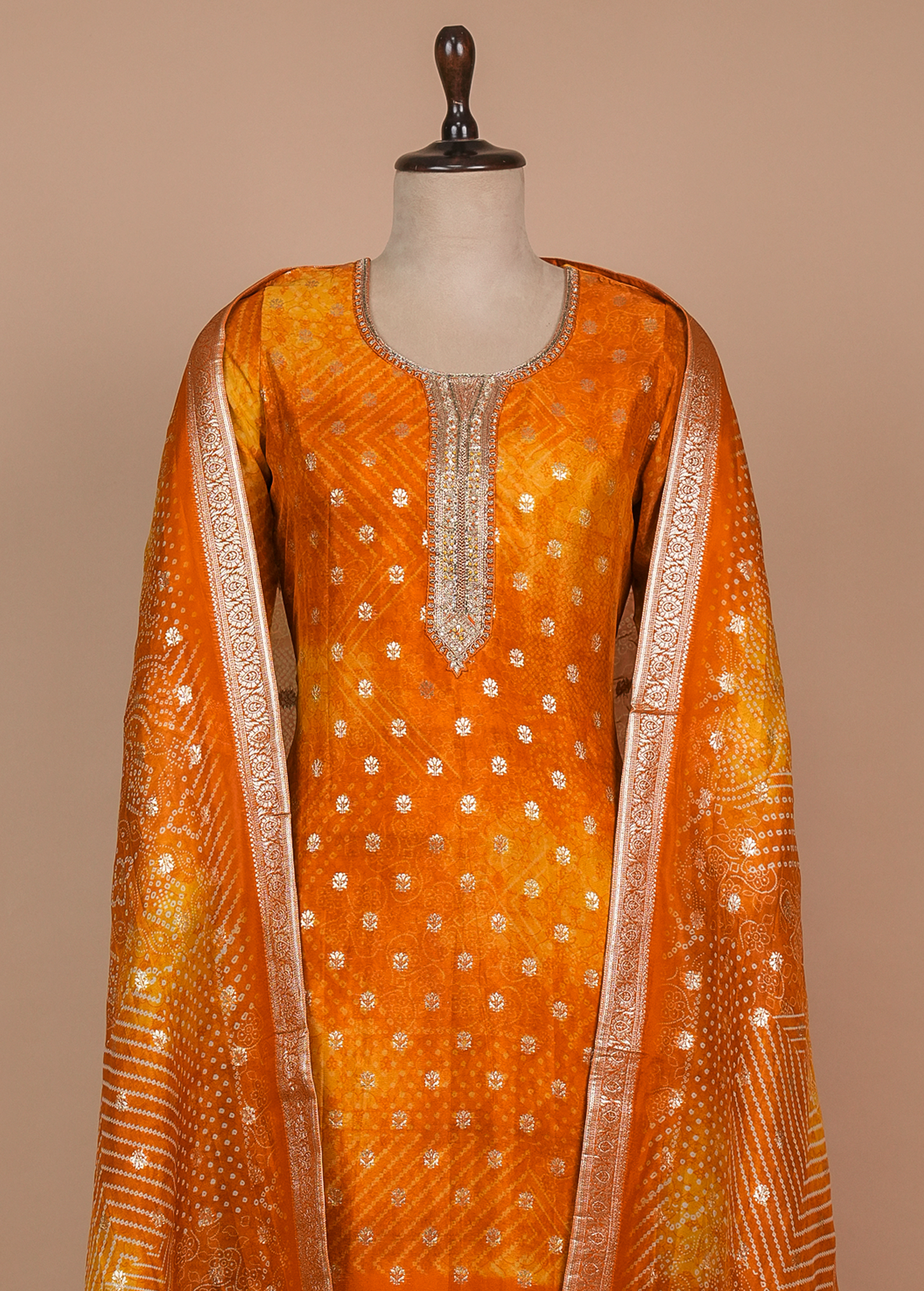 Yellow Cotton Silk Straight Set