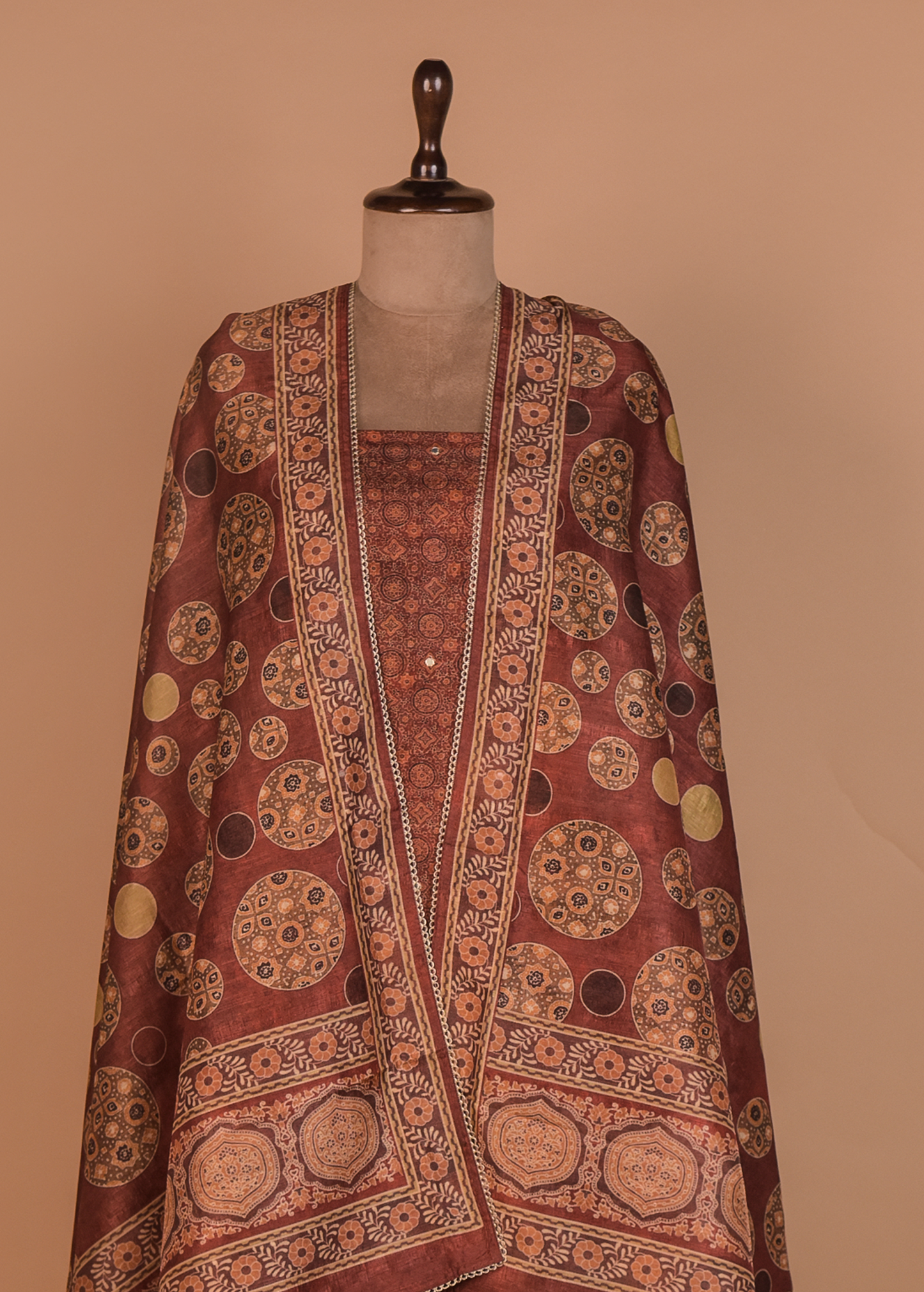 Brown Tussar Dress Material