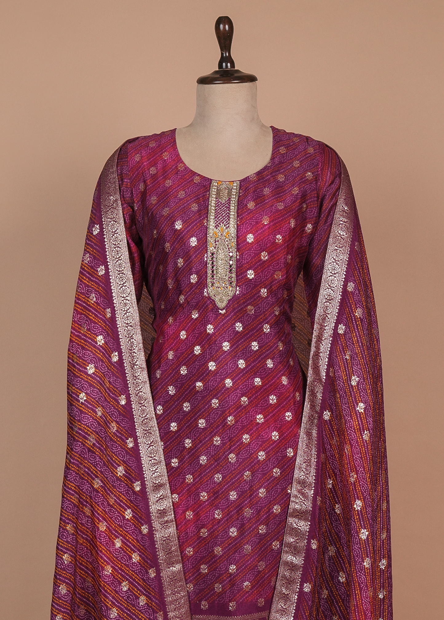 Pink Cotton Silk Straight Set