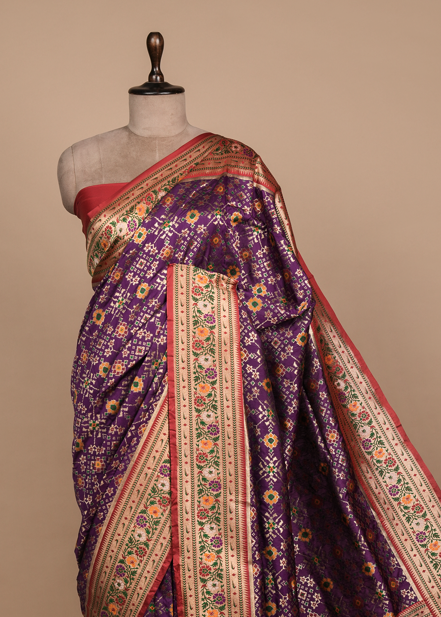 Purple Art Silk Patola Saree