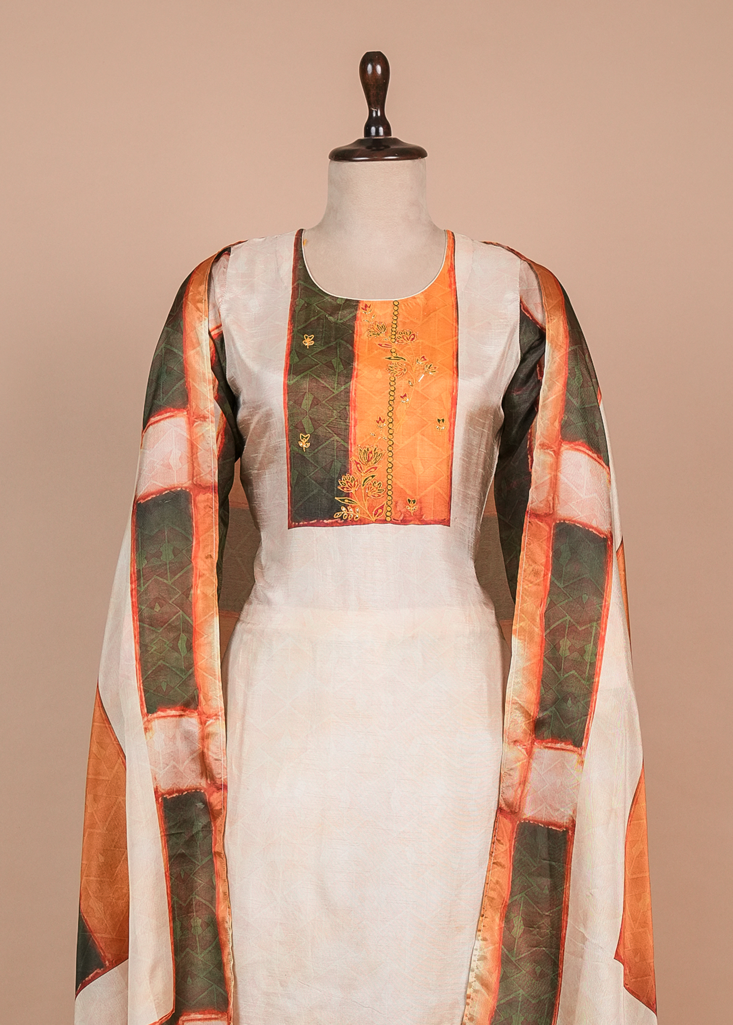 Multicoloured Muslin Cotton Straight Set