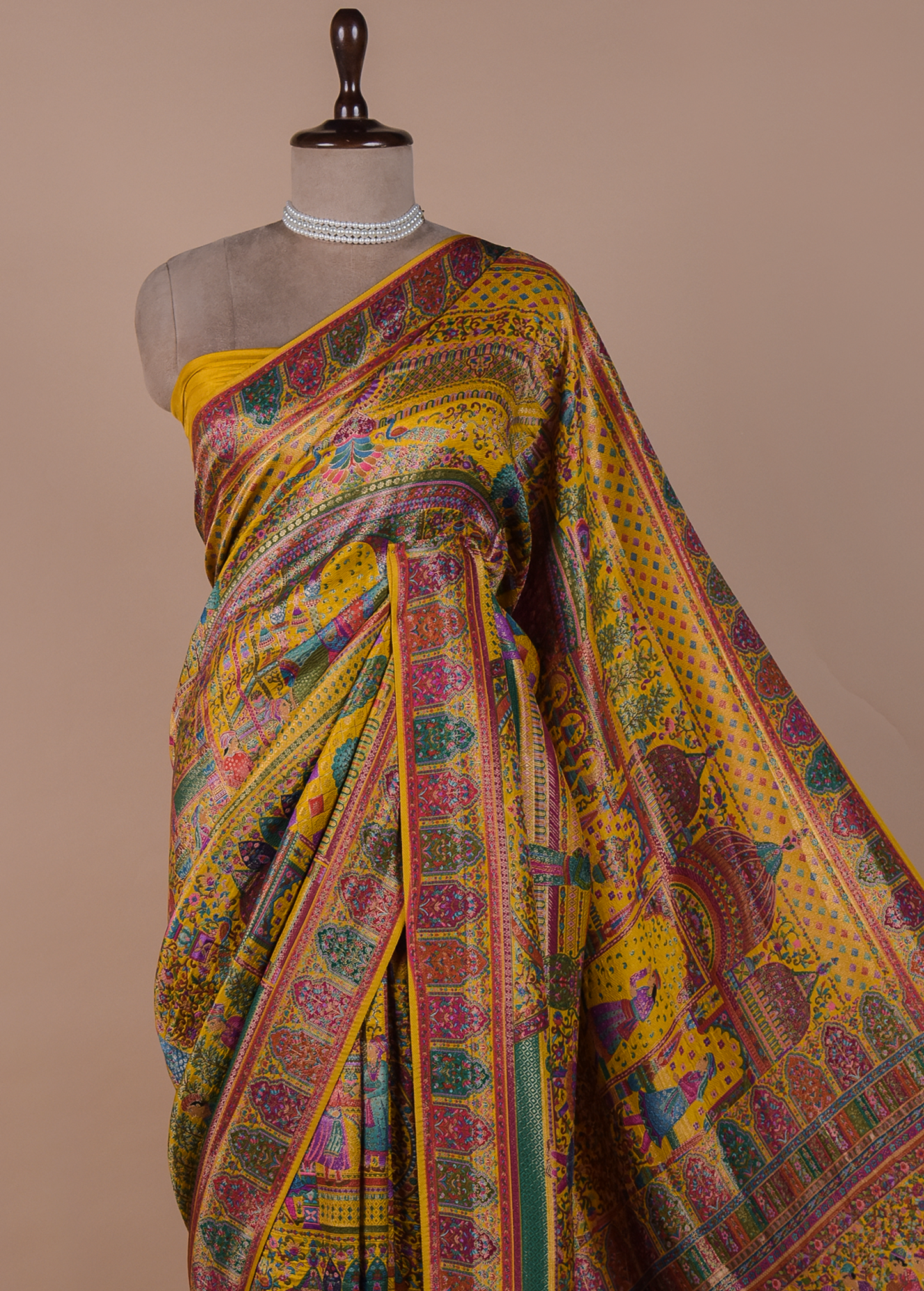Yellow Silk Embroidered Saree