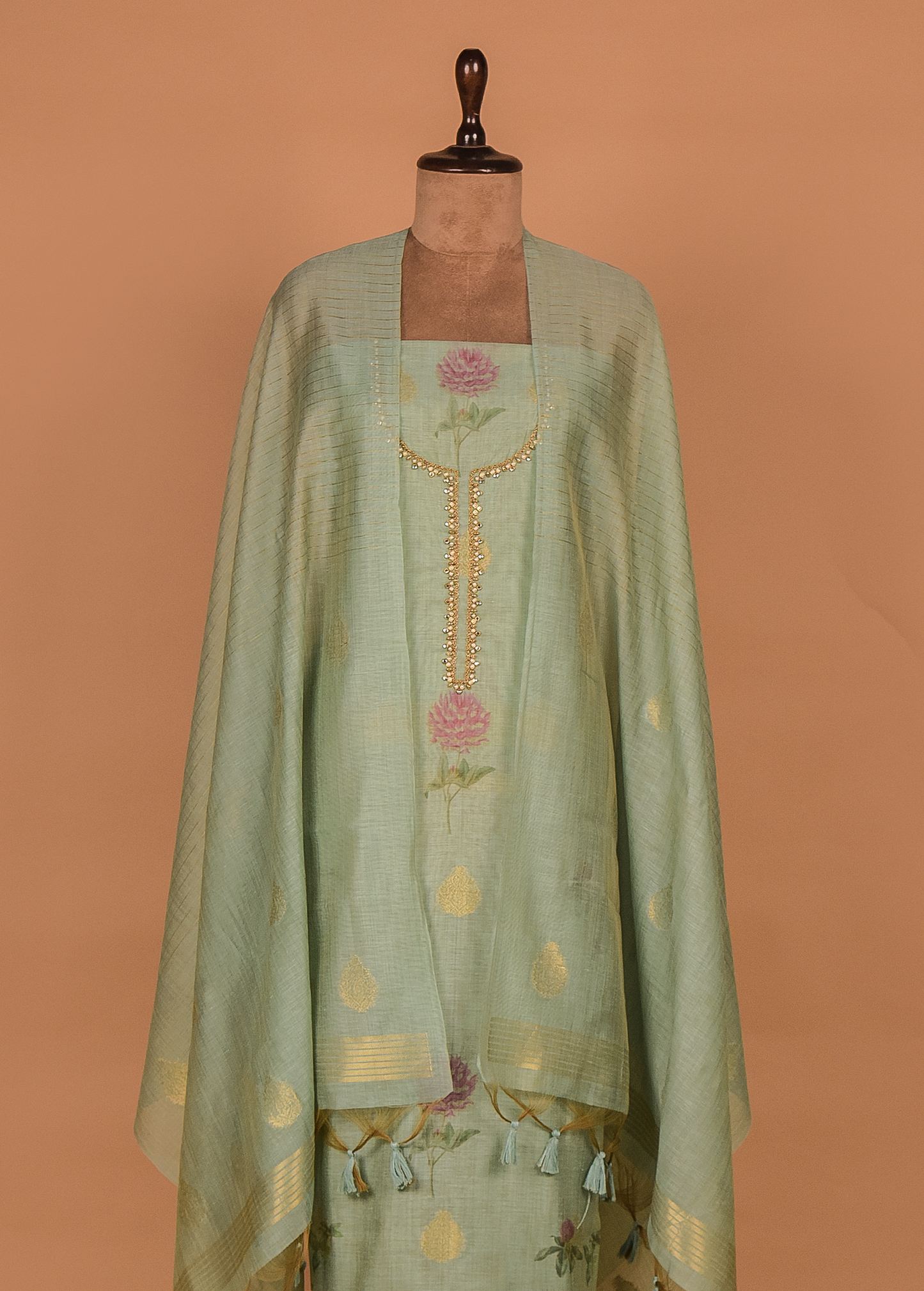 Blue Cotton Silk Dress Material