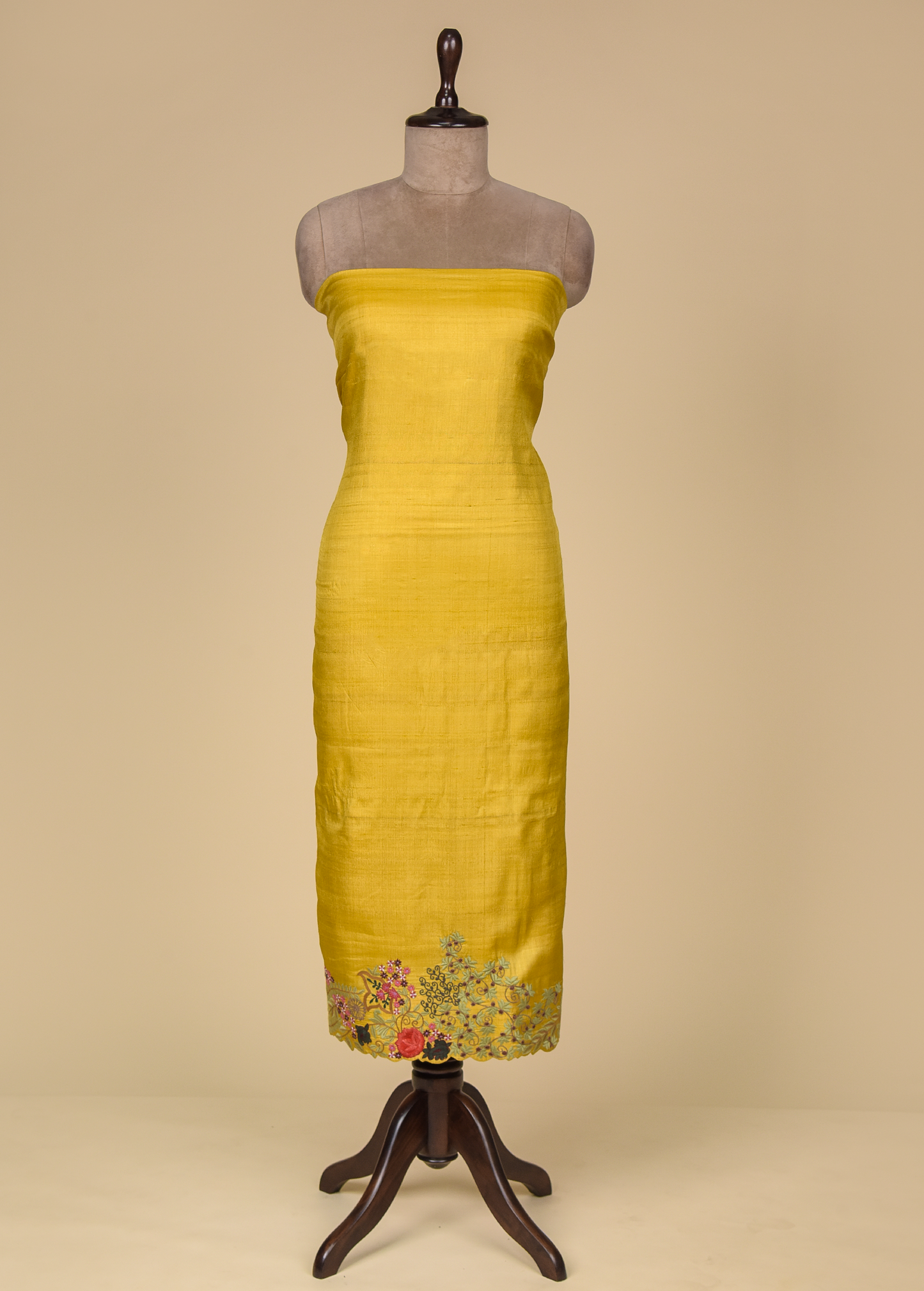 Yellow Tussar Dress Material