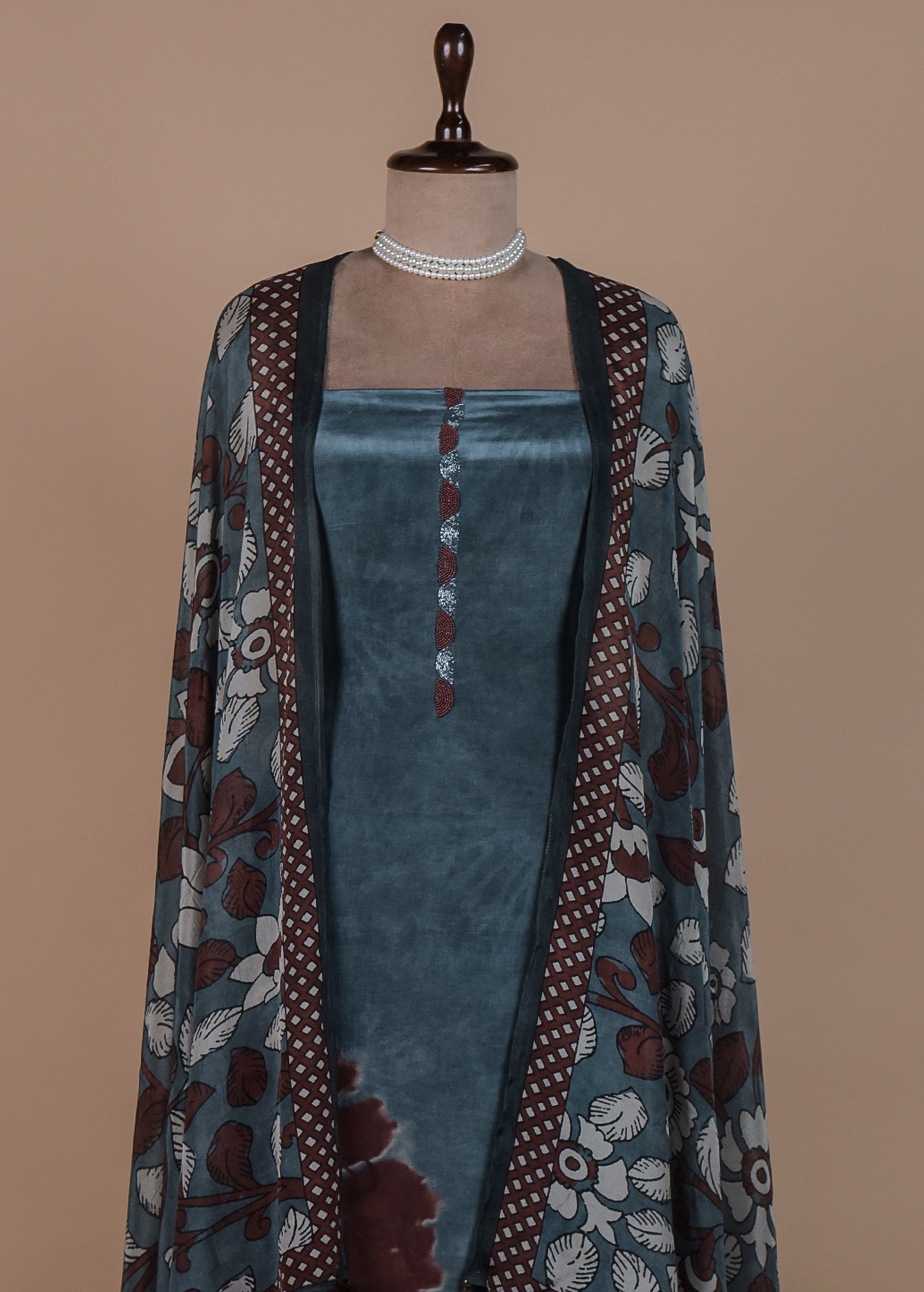 Blue Crepe Dress Material