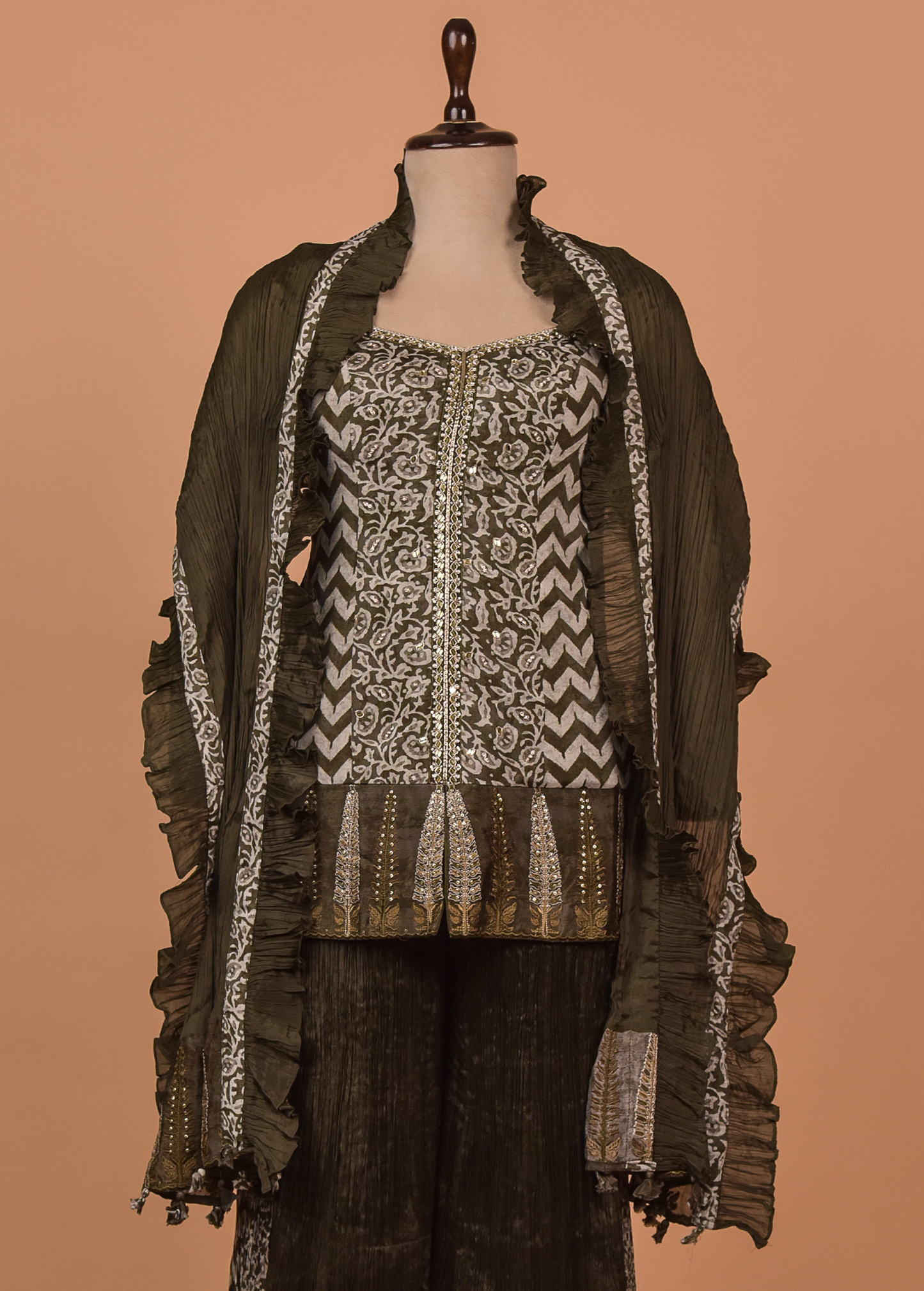 Brown Georgette Sharara Set