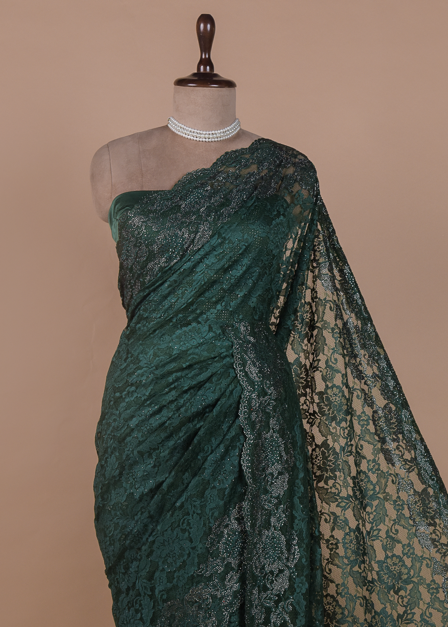 Green Chantily Lace Embroidered Saree