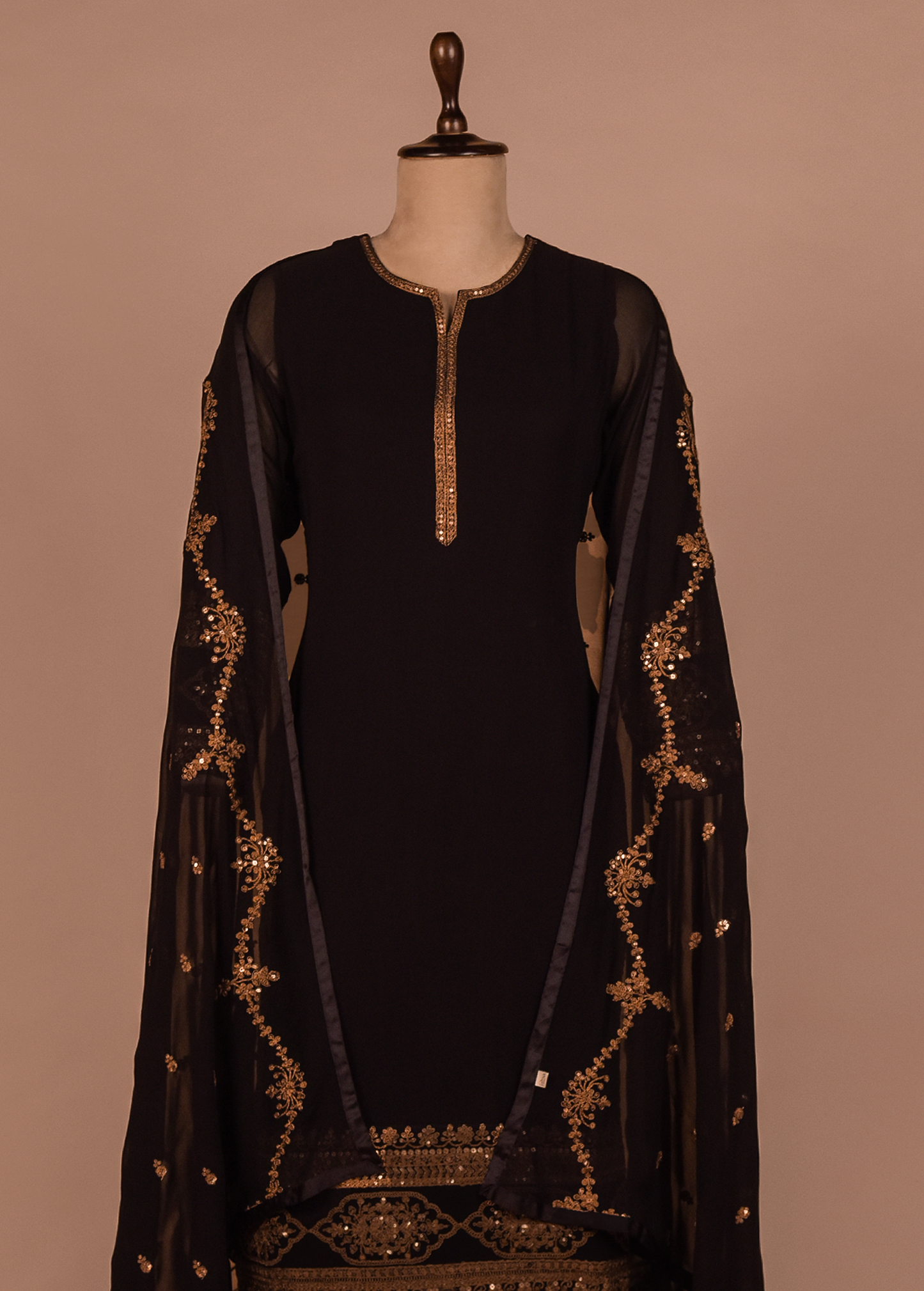 Black Georgette Straight Set