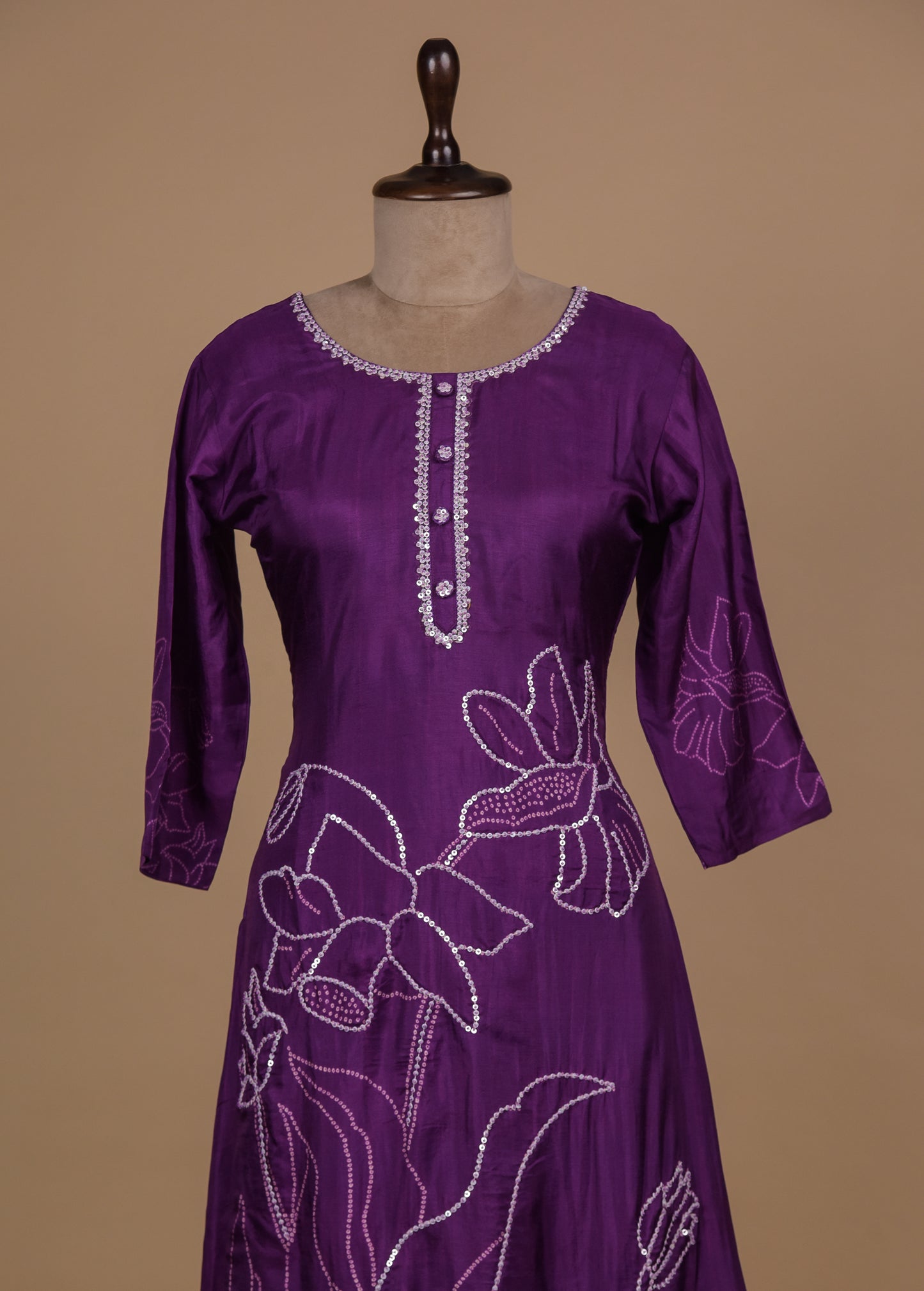 Purple Crepe Silk Kurti