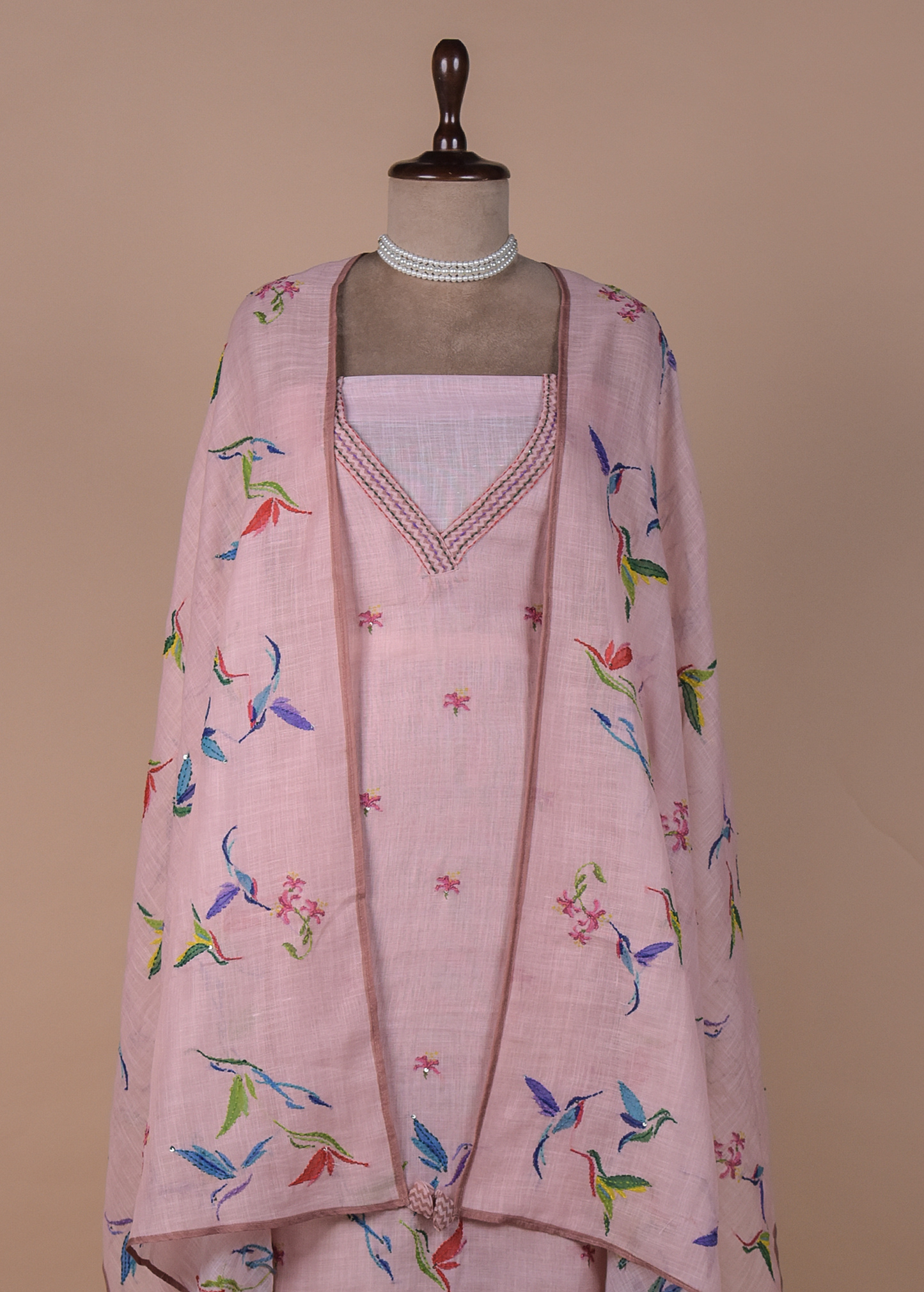 Pink Cotton Dress Material