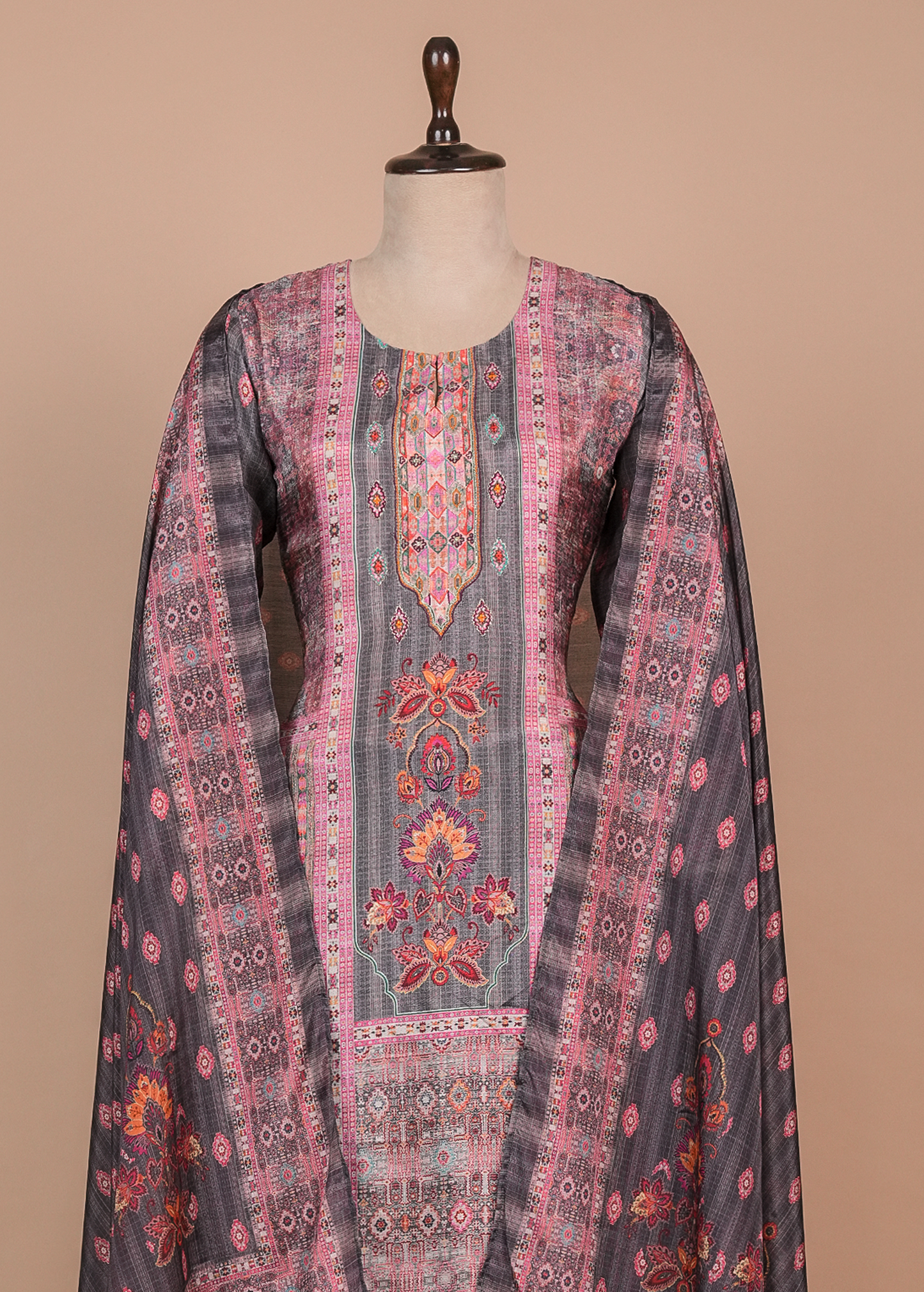 Multicoloured Muslin Cotton Straight Set
