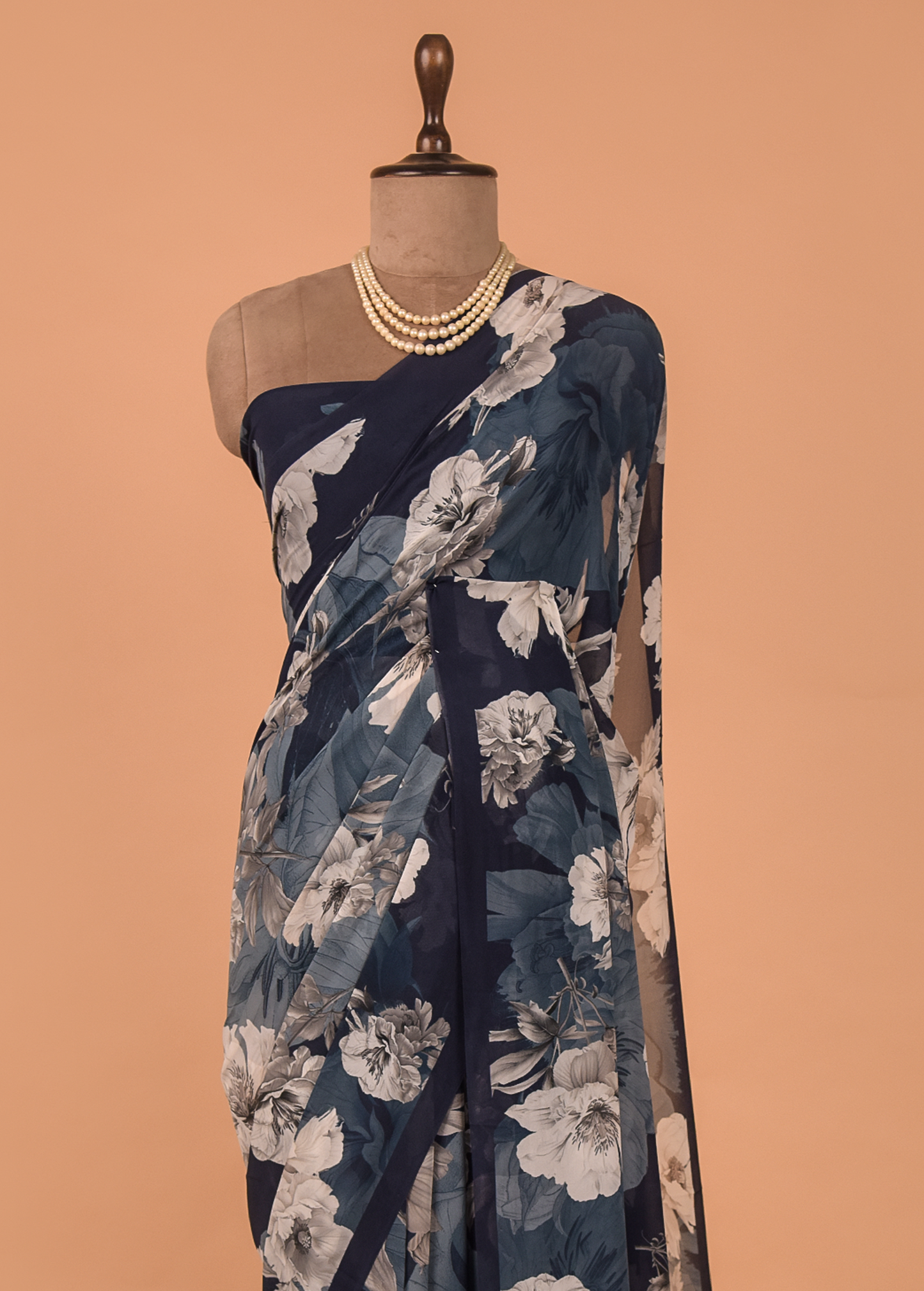 Blue Georgette Printed Saree