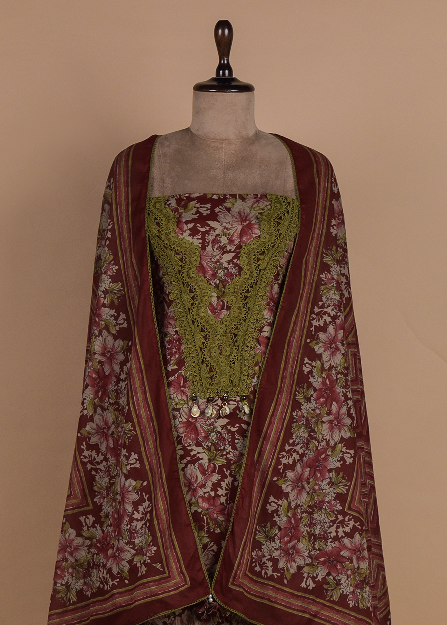 Multicoloured Chanderi Dress Material