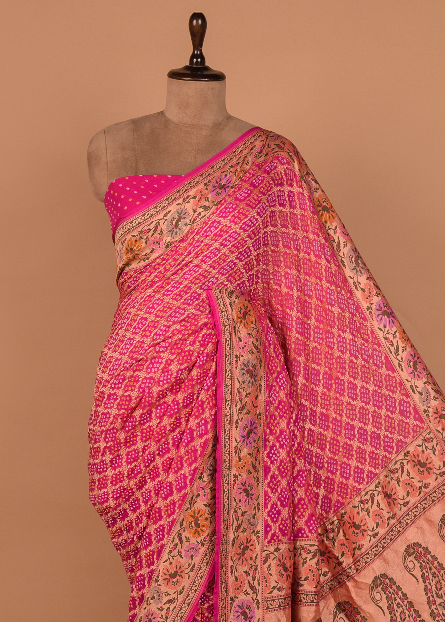 Pink Georgette Bandhani Saree