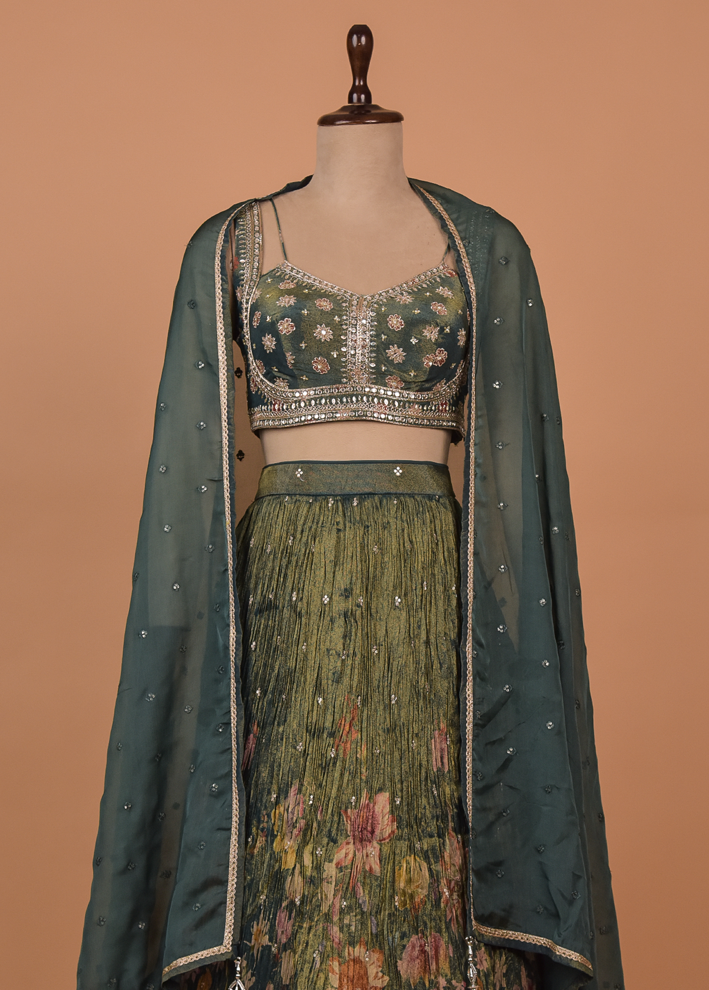 Green Georgette Lehenga