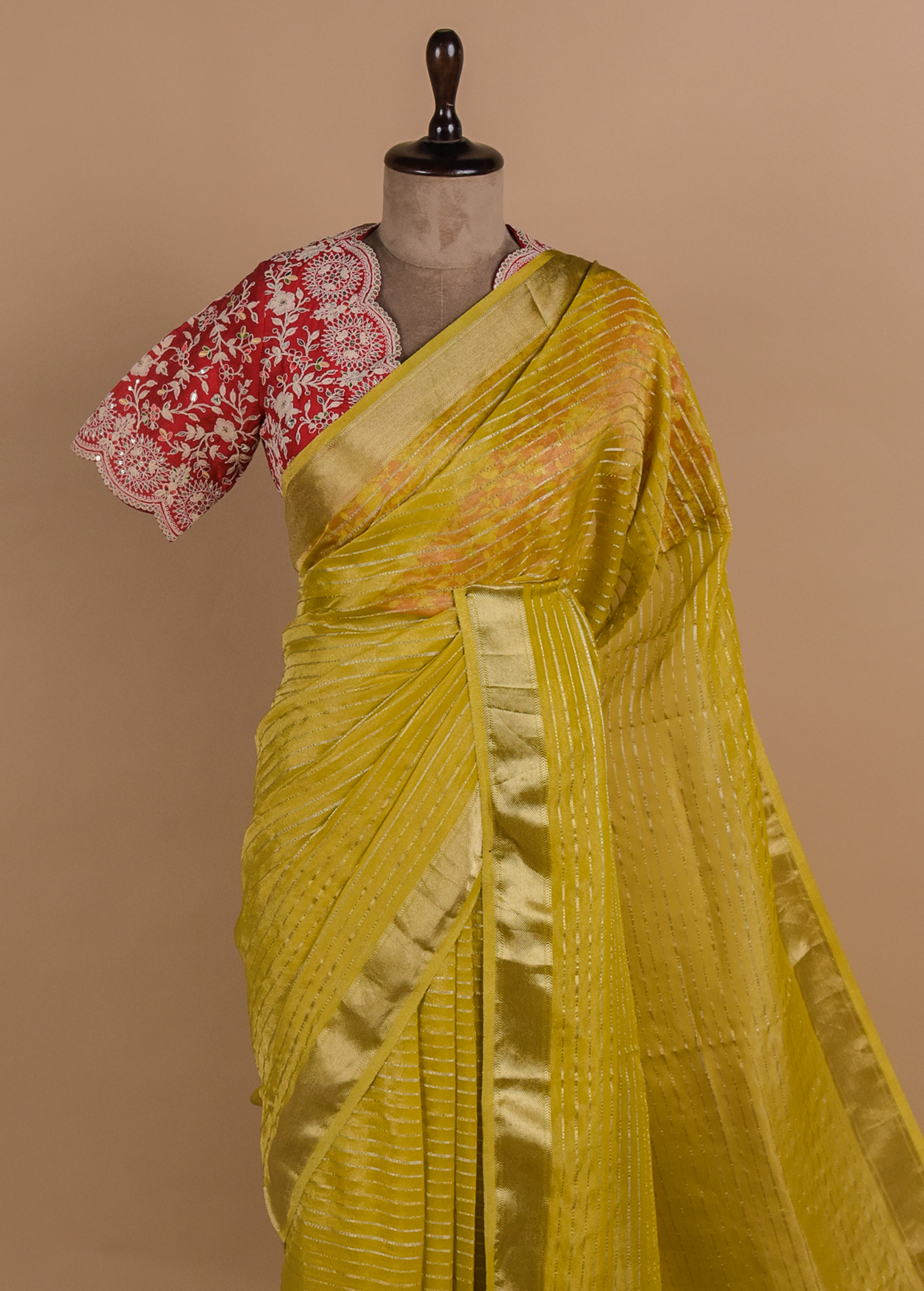 Yellow Tissue Georgette Embroidered Saree