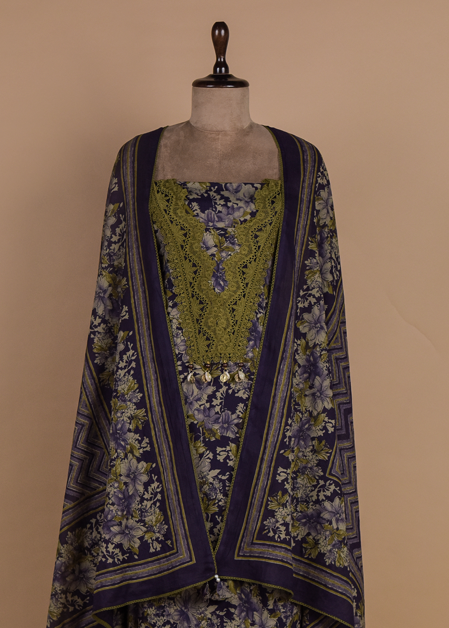 Blue Chanderi Dress Material