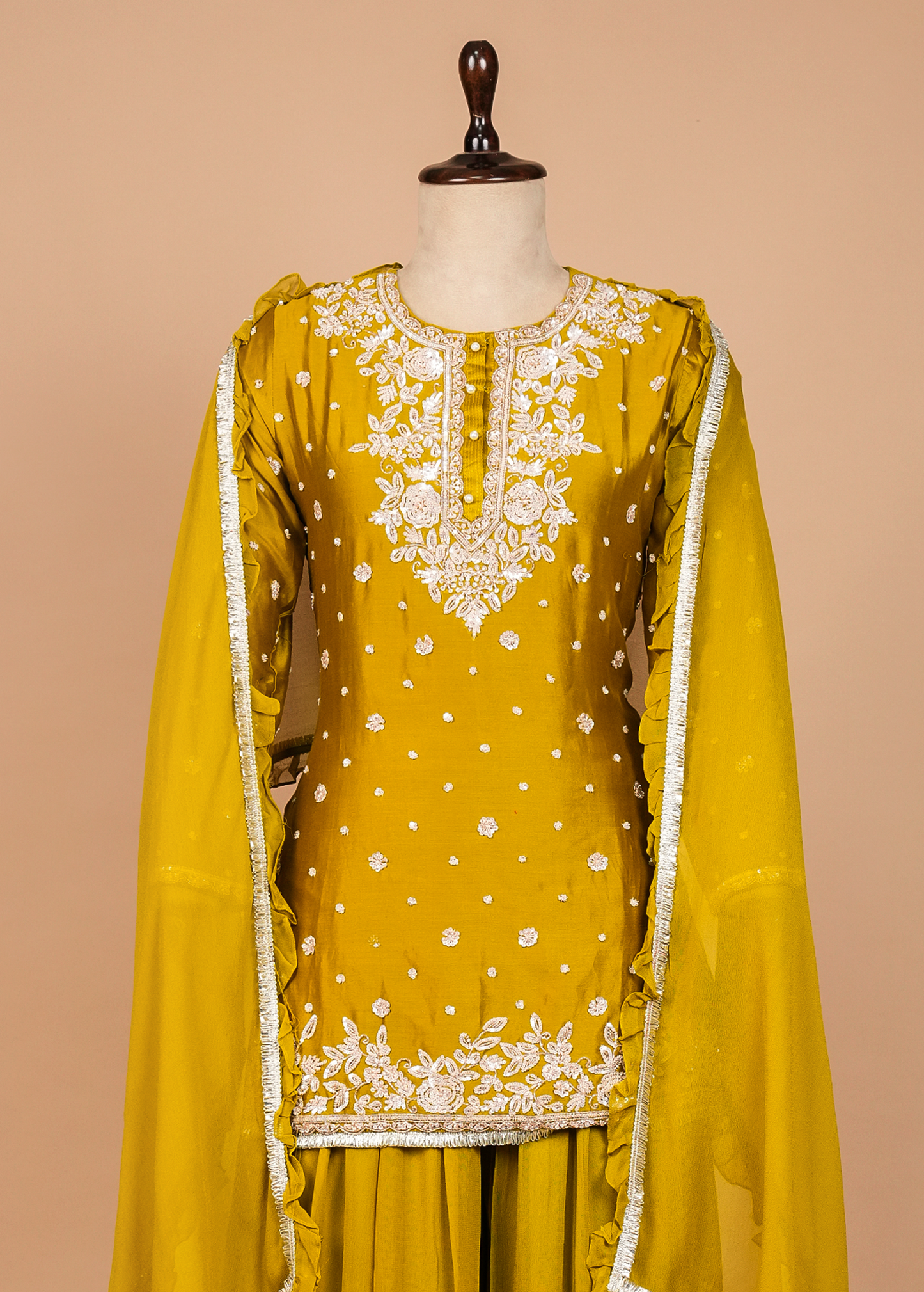 Yellow Georgette Sharara Set