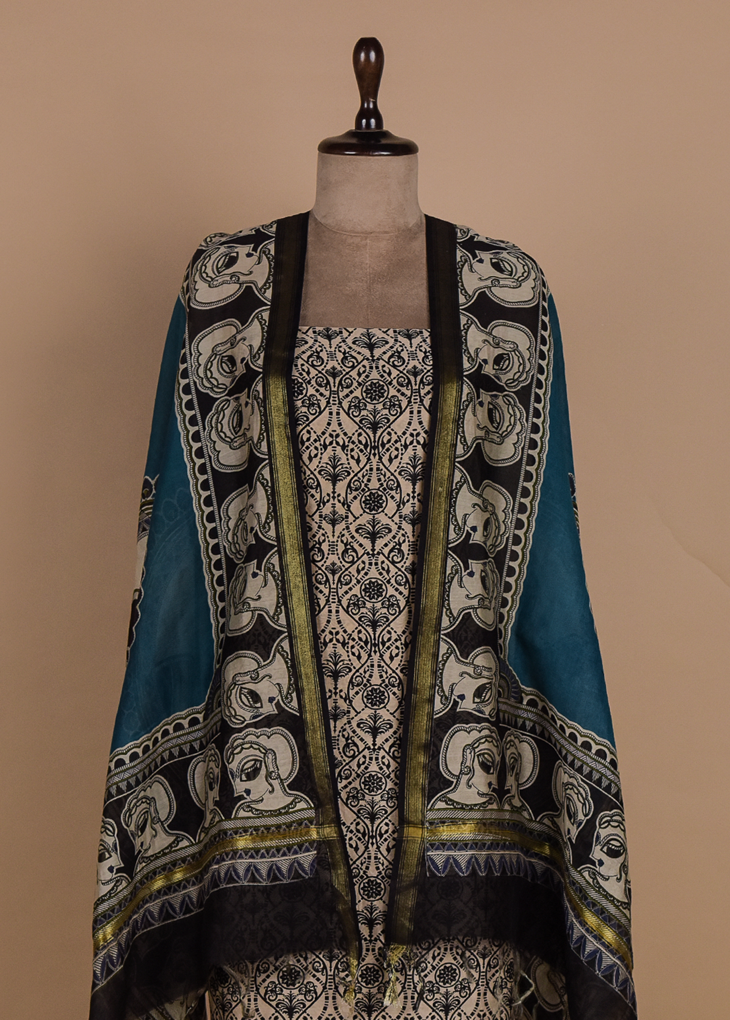 Multicoloured Chanderi Dress Material
