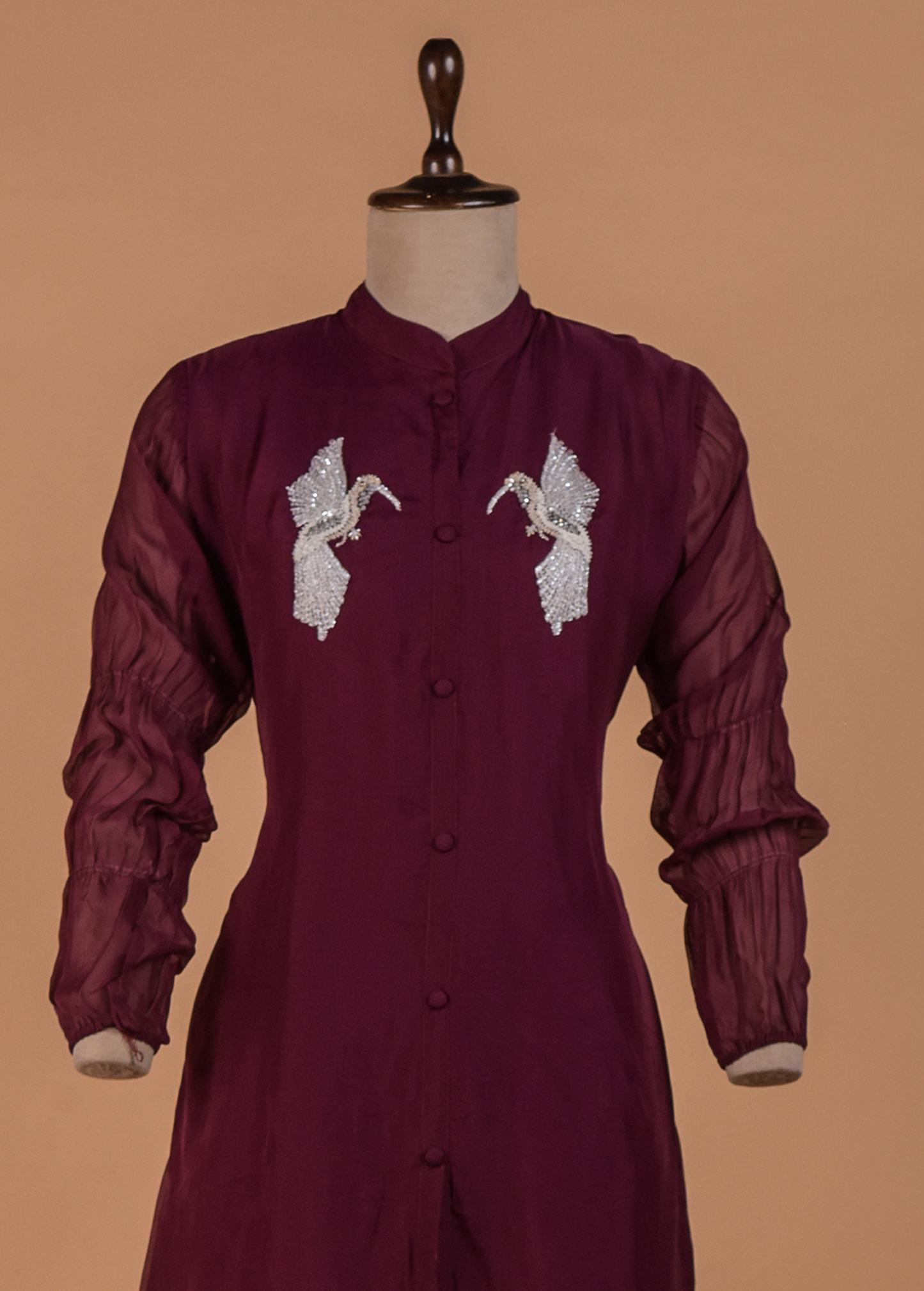 Wine Georgette Coord Set