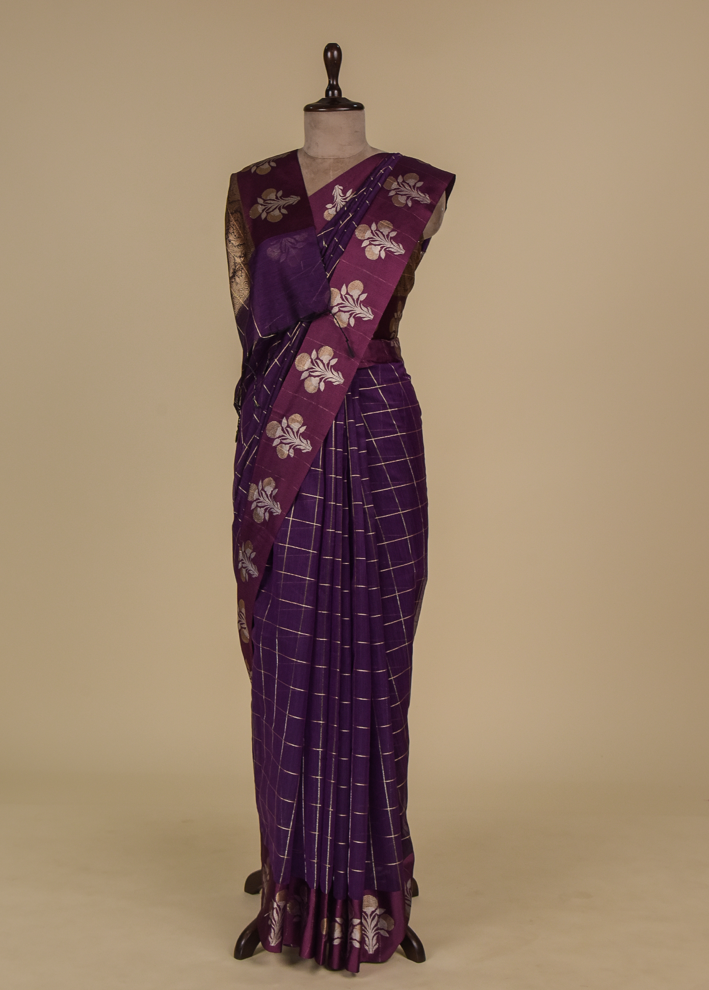 Purple Dupion Banarasi Saree