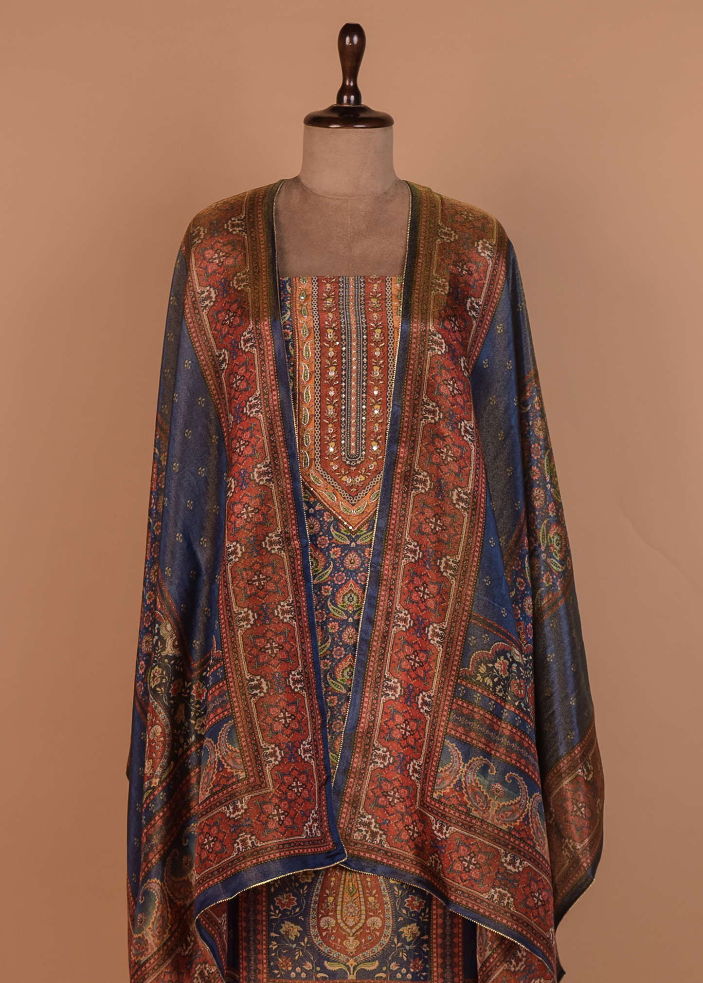 Blue Tussar Dress Material