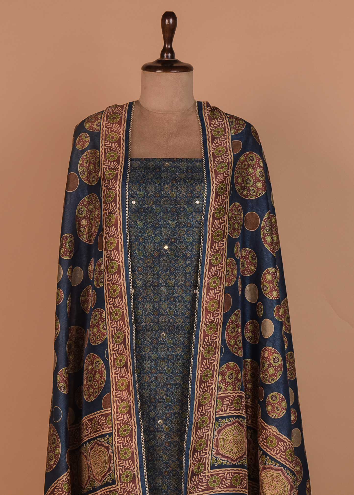 Blue Tussar Dress Material