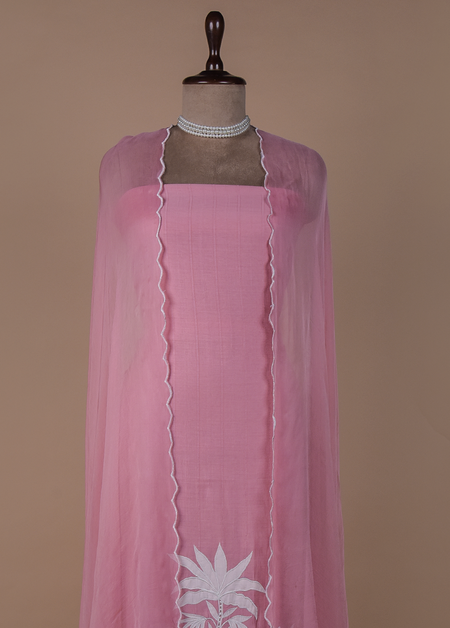 Pink Mulmul Cotton Dress Material